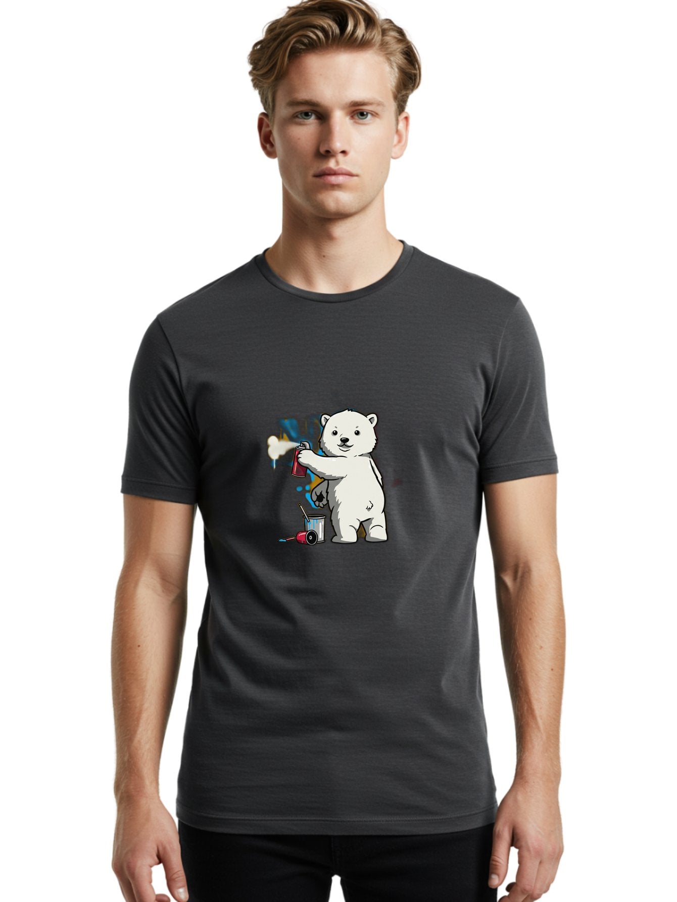 Polar-Bear-Spray-Painting-1 Men'S Graphic Tee, 100% Cotton, Comfortable Casual Summer Wear, Machine Washable, Vintage Camera, Old Camera, Antique Camera, Black Camera, Classic Photography, Photography Equipment, Nostalgic Device, Film Camera, Baf410 19