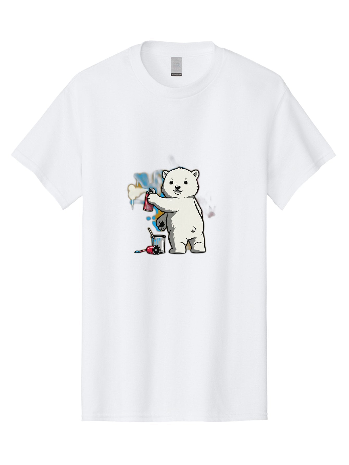 Polar-Bear-Spray-Painting-1 Men'S Graphic Tee, 100% Cotton, Comfortable Casual Summer Wear, Machine Washable, Vintage Camera, Old Camera, Antique Camera, Black Camera, Classic Photography, Photography Equipment, Nostalgic Device, Film Camera, Baf410 3