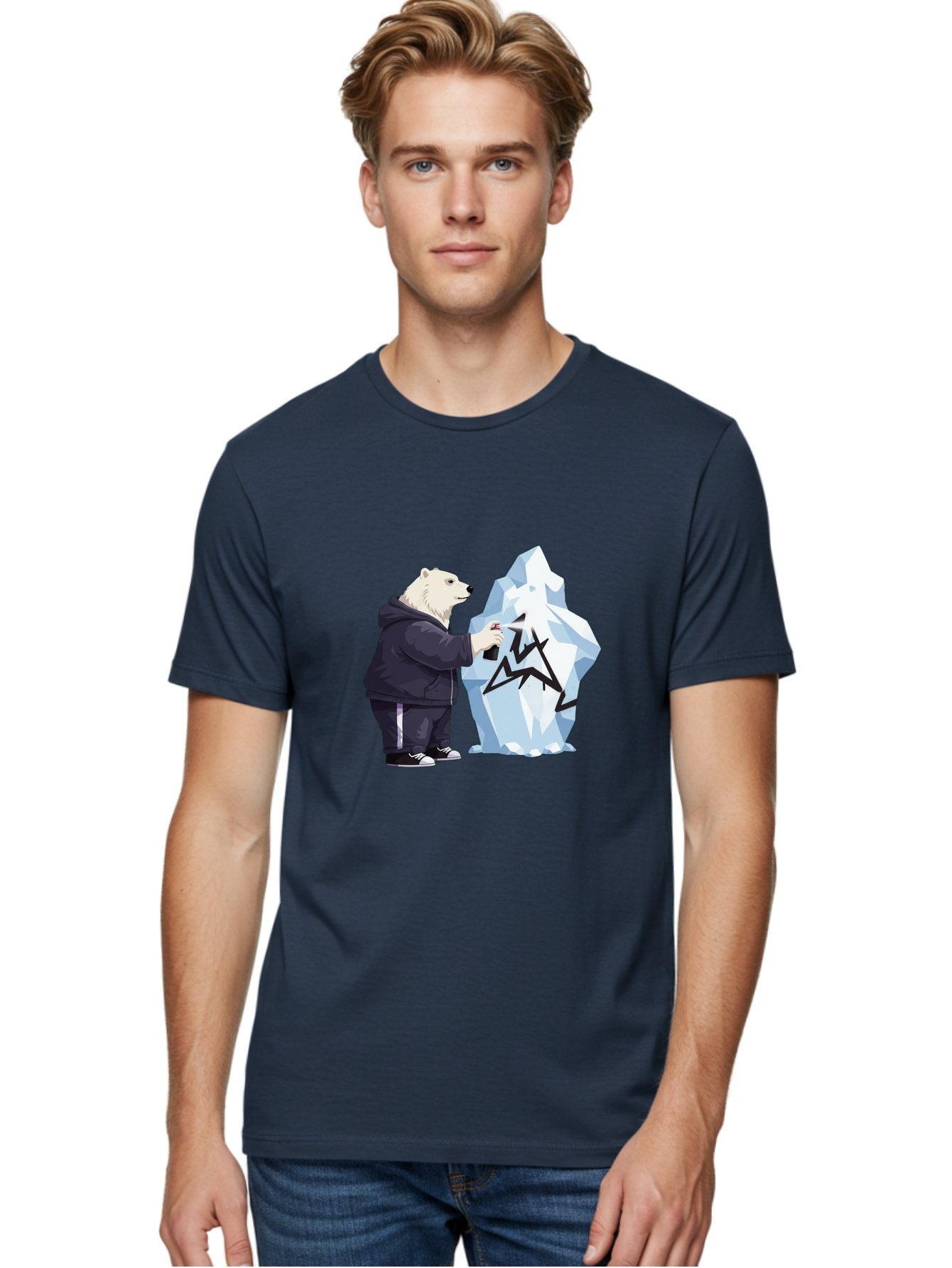 Polar-Bear-Spray-Painting-Iceberg Men'S Graphic Tee, 100% Cotton, Comfortable Casual Summer Wear, Machine Washable, Vintage Camera, Old Camera, Antique Camera, Black Camera, Classic Photography, Photography Equipment, Nostalgic Device, Baf411 30