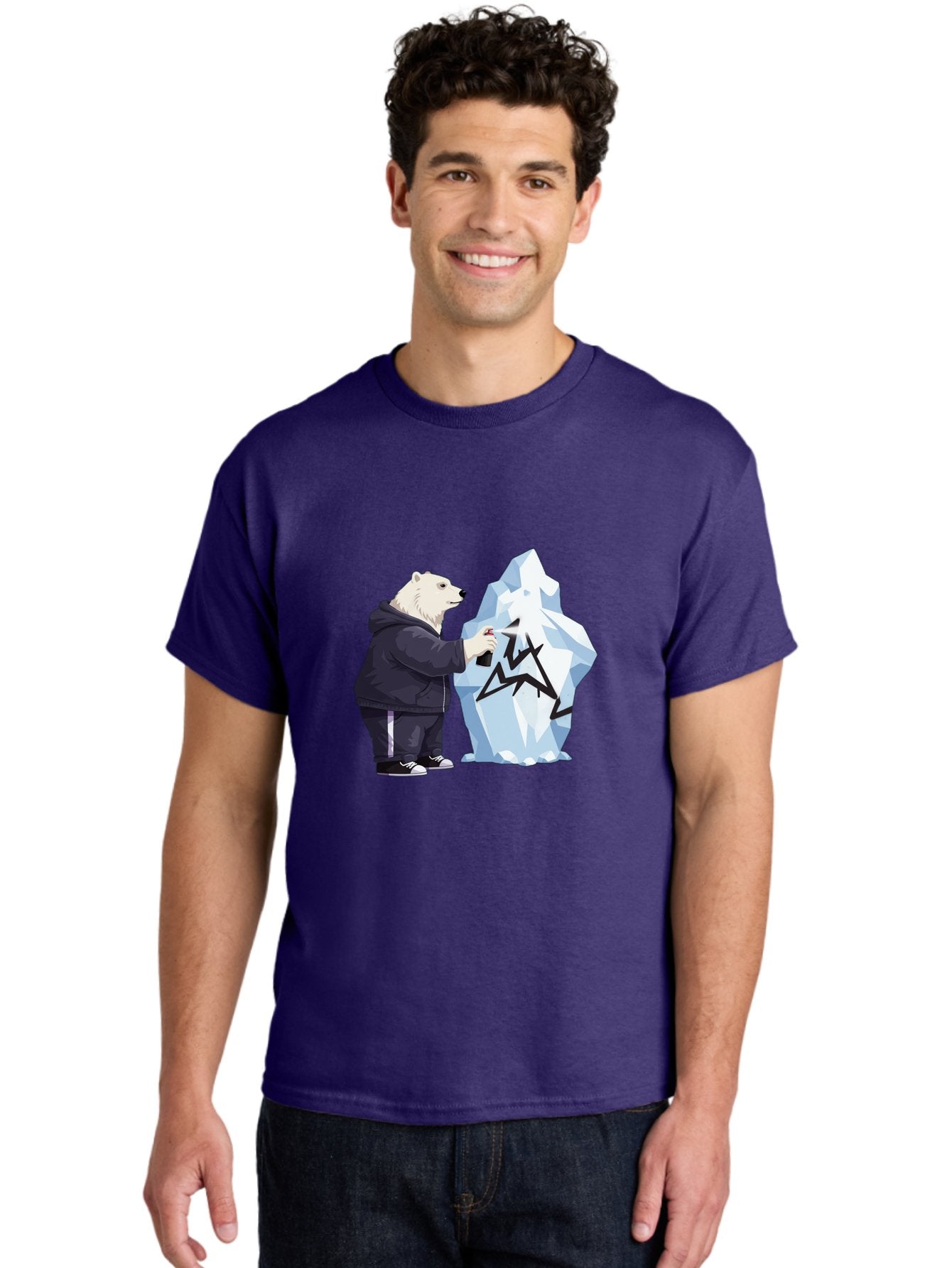 Polar-Bear-Spray-Painting-Iceberg Men'S Graphic Tee, 100% Cotton, Comfortable Casual Summer Wear, Machine Washable, Vintage Camera, Old Camera, Antique Camera, Black Camera, Classic Photography, Photography Equipment, Nostalgic Device, Baf411 29