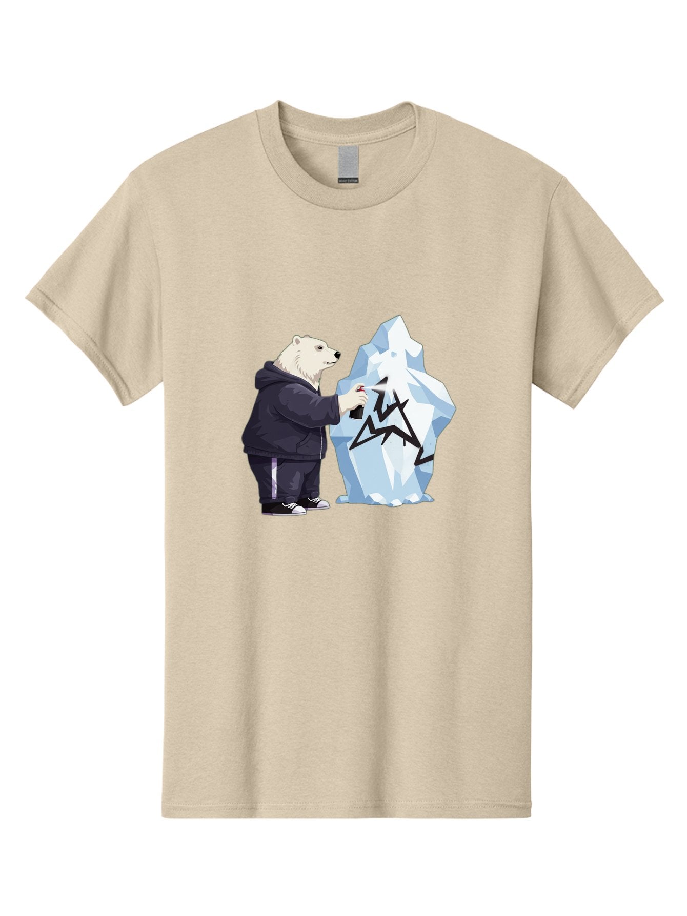Polar-Bear-Spray-Painting-Iceberg Men'S Graphic Tee, 100% Cotton, Comfortable Casual Summer Wear, Machine Washable, Vintage Camera, Old Camera, Antique Camera, Black Camera, Classic Photography, Photography Equipment, Nostalgic Device, Baf411
