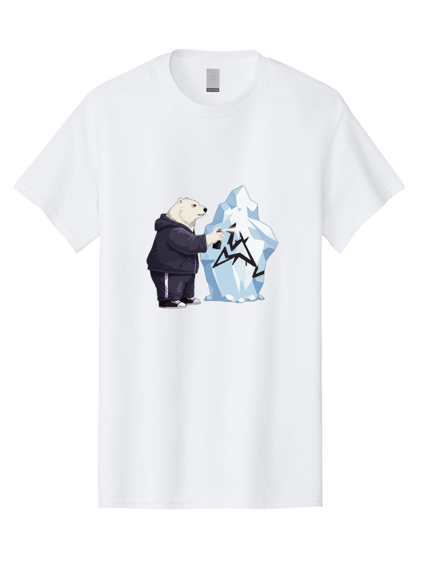 Polar-Bear-Spray-Painting-Iceberg Men'S Graphic Tee, 100% Cotton, Comfortable Casual Summer Wear, Machine Washable, Vintage Camera, Old Camera, Antique Camera, Black Camera, Classic Photography, Photography Equipment, Nostalgic Device, Baf411