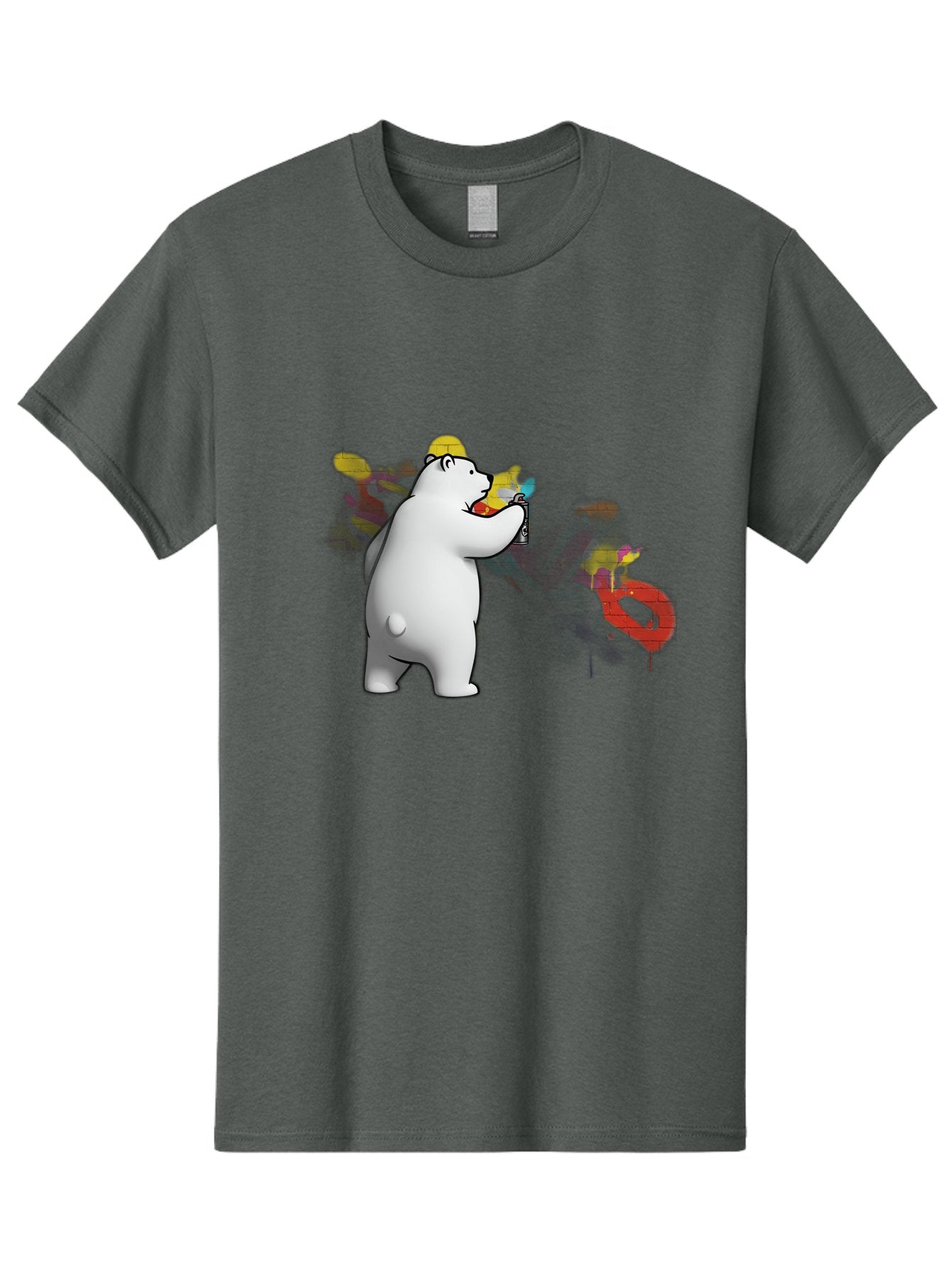 Polar-Bear-Spray-Painting Men'S Graphic Tee, 100% Cotton, Comfortable Casual Summer Wear, Machine Washable, Vintage Camera, Old Camera, Antique Camera, Black Camera, Classic Photography, Photography Equipment, Nostalgic Device, Film Camera, Baf412 7