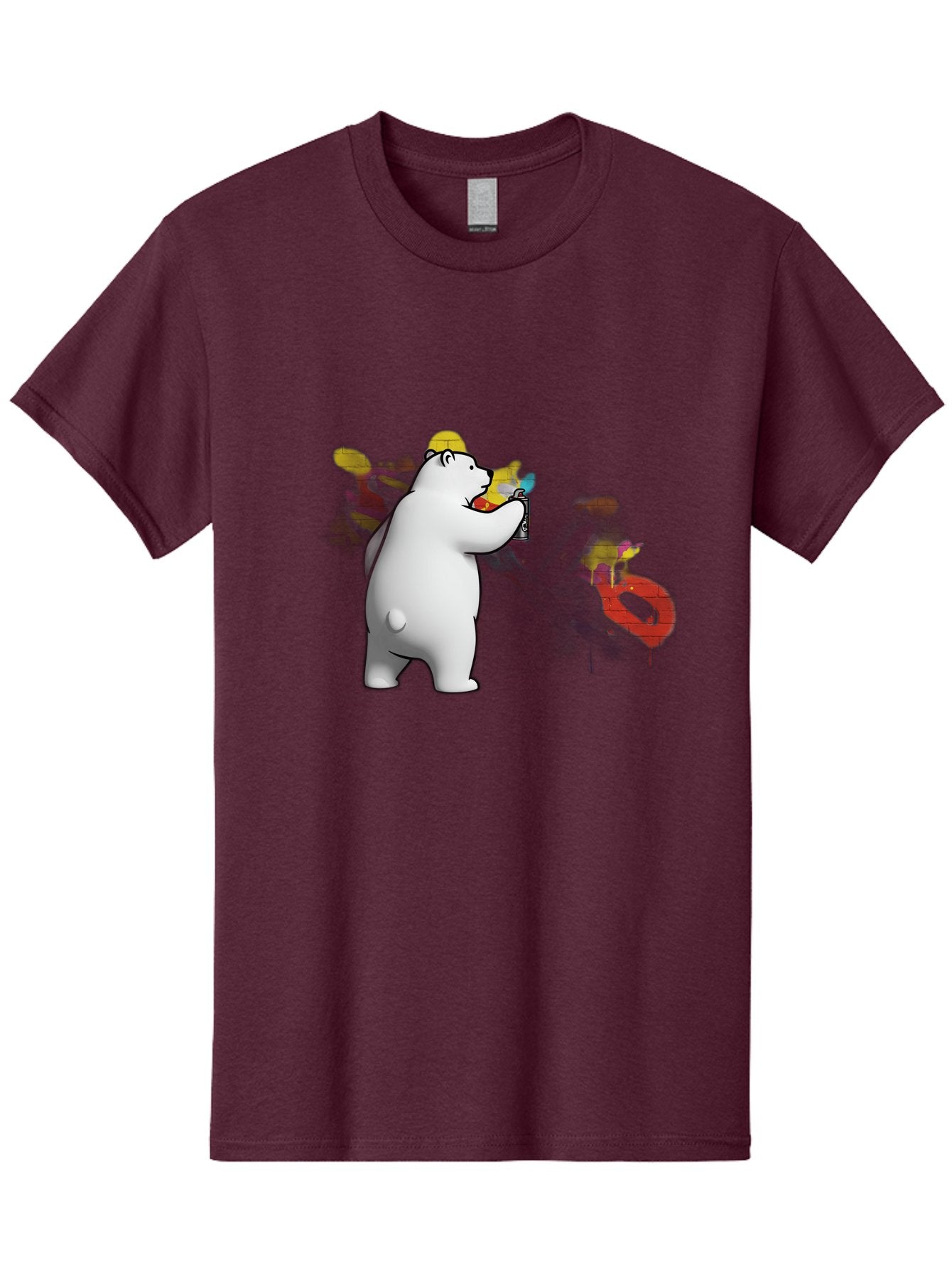 Polar-Bear-Spray-Painting Men'S Graphic Tee, 100% Cotton, Comfortable Casual Summer Wear, Machine Washable, Vintage Camera, Old Camera, Antique Camera, Black Camera, Classic Photography, Photography Equipment, Nostalgic Device, Film Camera, Baf412 9