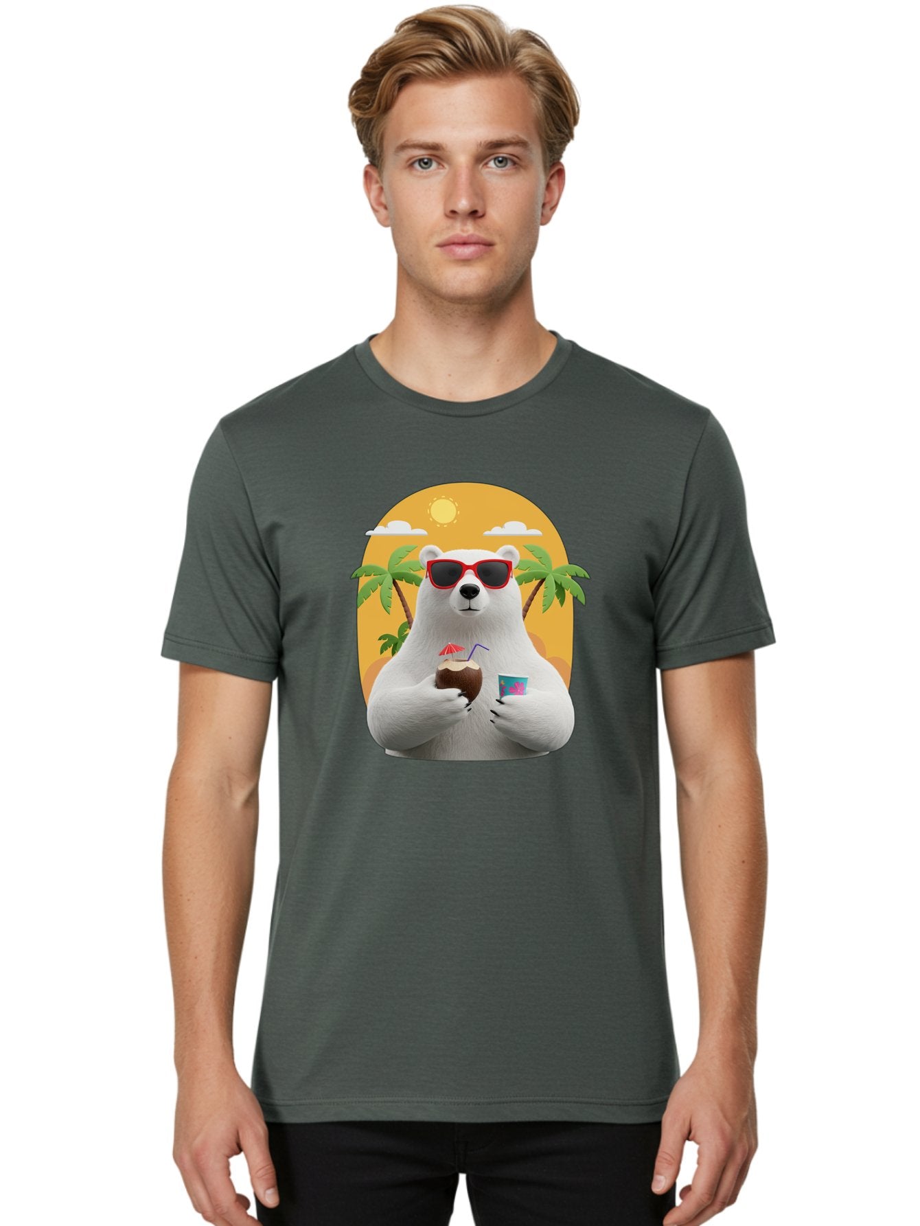 Polar-Bear-With-Coconut Men'S Graphic Tee, 100% Cotton, Comfortable Casual Summer Wear, Machine Washable, Vintage Camera, Old Camera, Antique Camera, Black Camera, Classic Photography, Photography Equipment, Nostalgic Device, Film Camera, Baf426 25