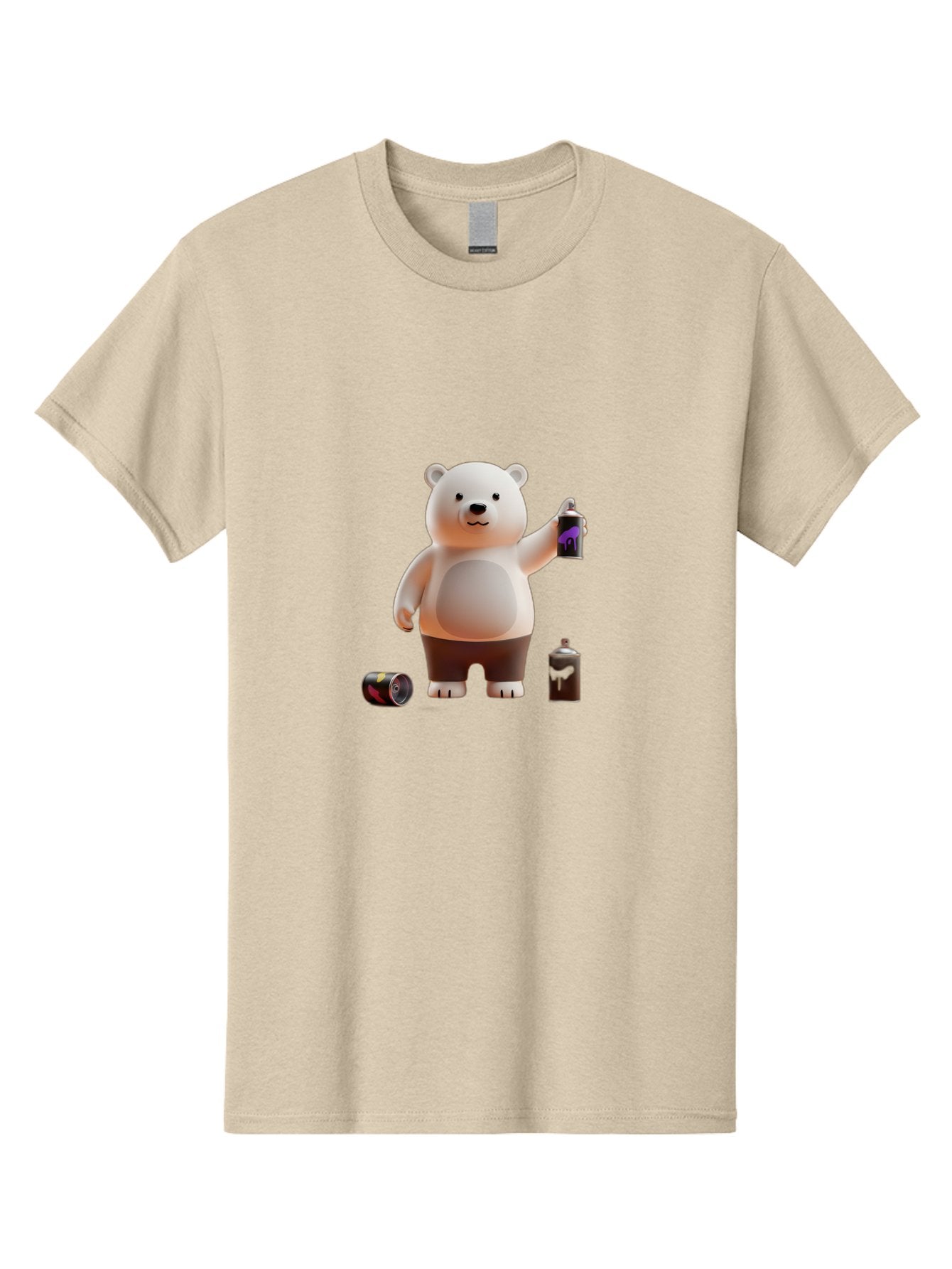 Polar-Bear-With-Spray-Paint Men'S Graphic Tee, 100% Cotton, Comfortable Casual Summer Wear, Machine Washable, Vintage Camera, Old Camera, Antique Camera, Black Camera, Classic Photography, Photography Equipment, Nostalgic Device, Film Camera, Baf429 15