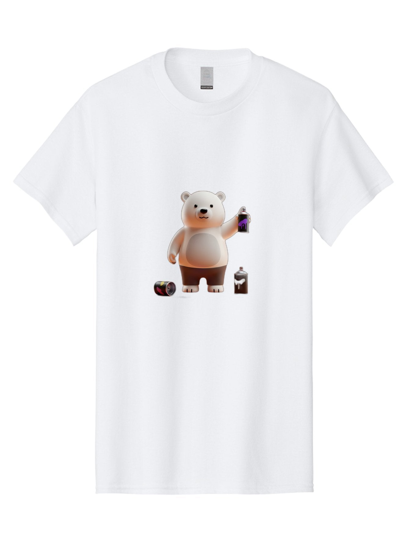 Polar-Bear-With-Spray-Paint Men'S Graphic Tee, 100% Cotton, Comfortable Casual Summer Wear, Machine Washable, Vintage Camera, Old Camera, Antique Camera, Black Camera, Classic Photography, Photography Equipment, Nostalgic Device, Film Camera, Baf429 11