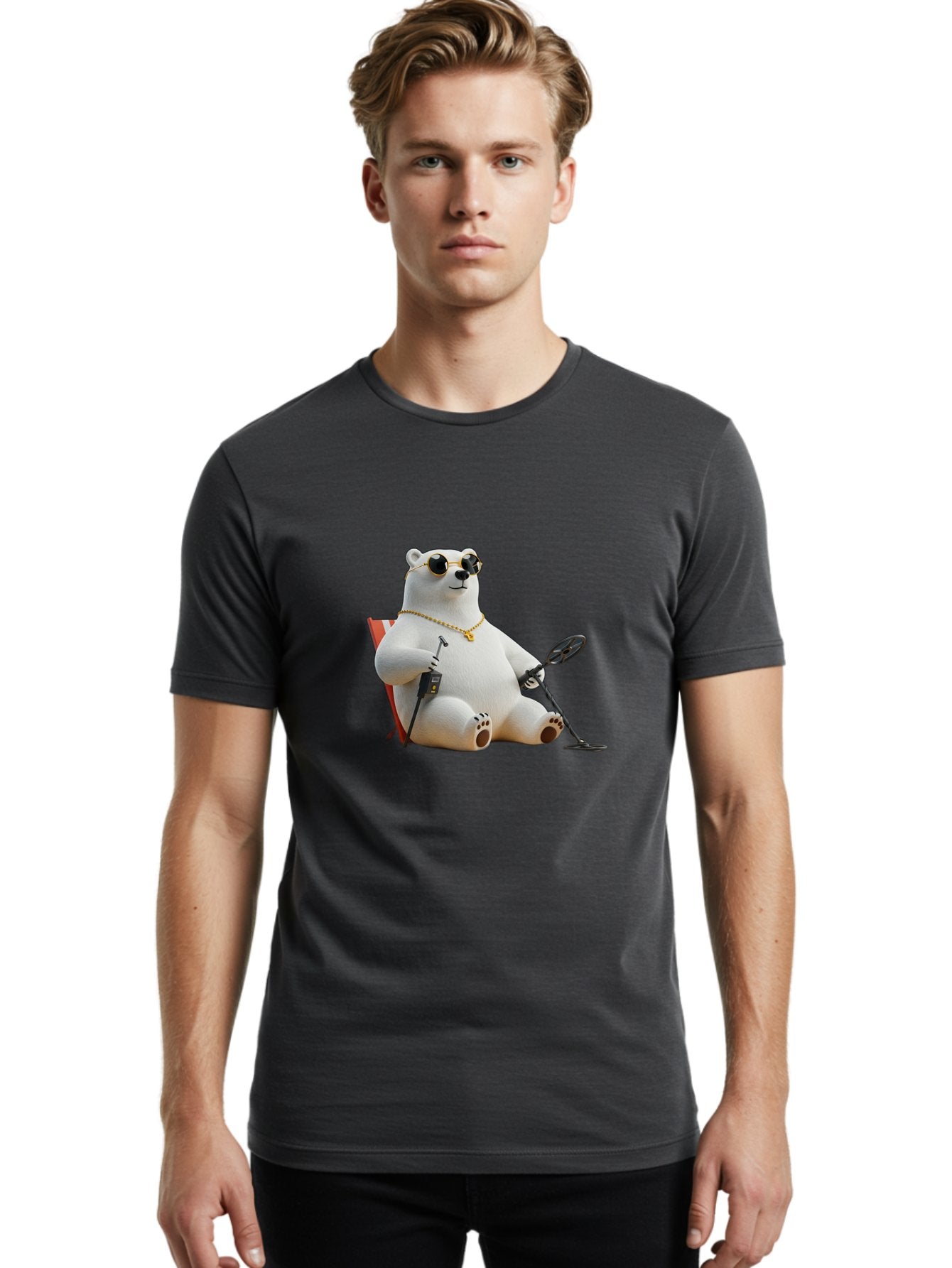Polar-Bear-With-Sunglasses-And-Golf-Club Men'S Graphic Tee, 100% Cotton, Comfortable Casual Summer Wear, Machine Washable, Vintage Camera, Old Camera, Antique Camera, Black Camera, Classic Photography, Photography Equipment, Nostalgic Device, Baf430 16