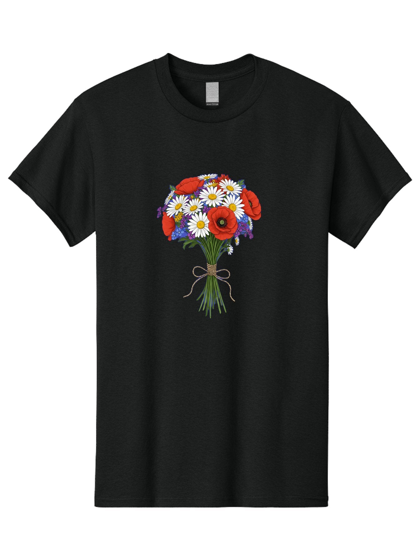 Poppies-Daisies-And-Wildflowers-Bouquet Men'S Graphic Tee, 100% Cotton, Comfortable Casual Summer Wear, Machine Washable, Vintage Camera, Old Camera, Antique Camera, Black Camera, Classic Photography, Photography Equipment, Nostalgic Device, Baf434 8