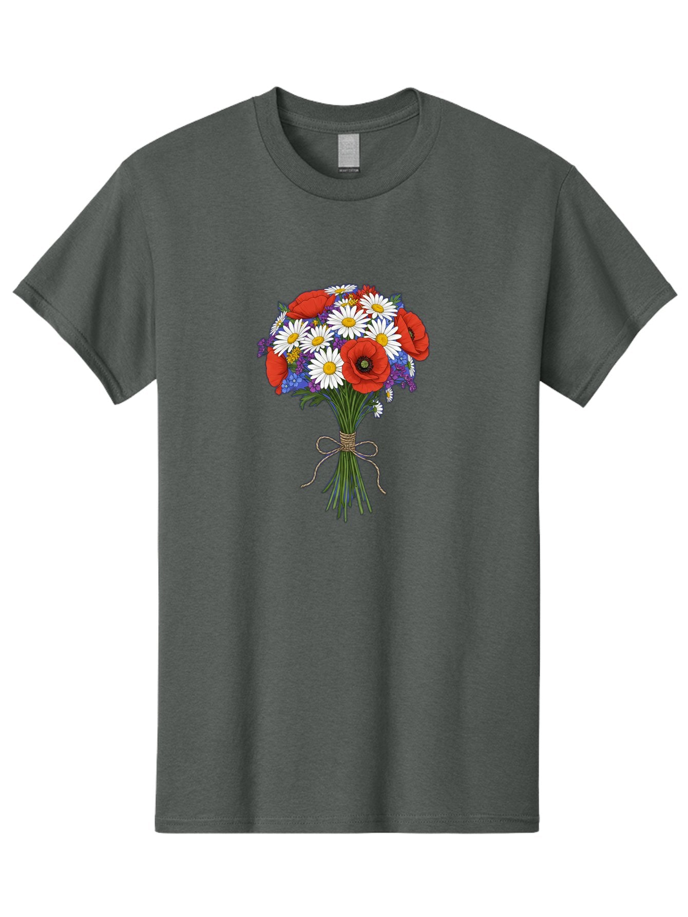 Poppies-Daisies-And-Wildflowers-Bouquet Men'S Graphic Tee, 100% Cotton, Comfortable Casual Summer Wear, Machine Washable, Vintage Camera, Old Camera, Antique Camera, Black Camera, Classic Photography, Photography Equipment, Nostalgic Device, Baf434 9
