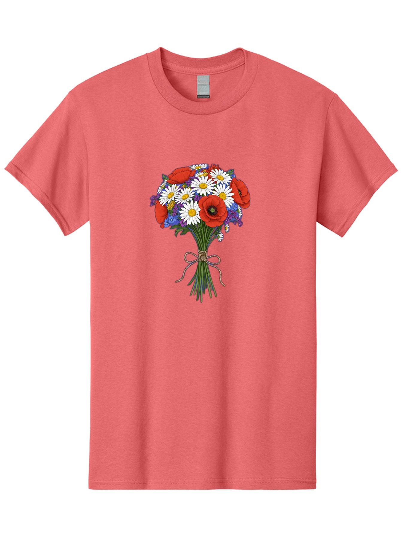 Poppies-Daisies-And-Wildflowers-Bouquet Men'S Graphic Tee, 100% Cotton, Comfortable Casual Summer Wear, Machine Washable, Vintage Camera, Old Camera, Antique Camera, Black Camera, Classic Photography, Photography Equipment, Nostalgic Device, Baf434 3