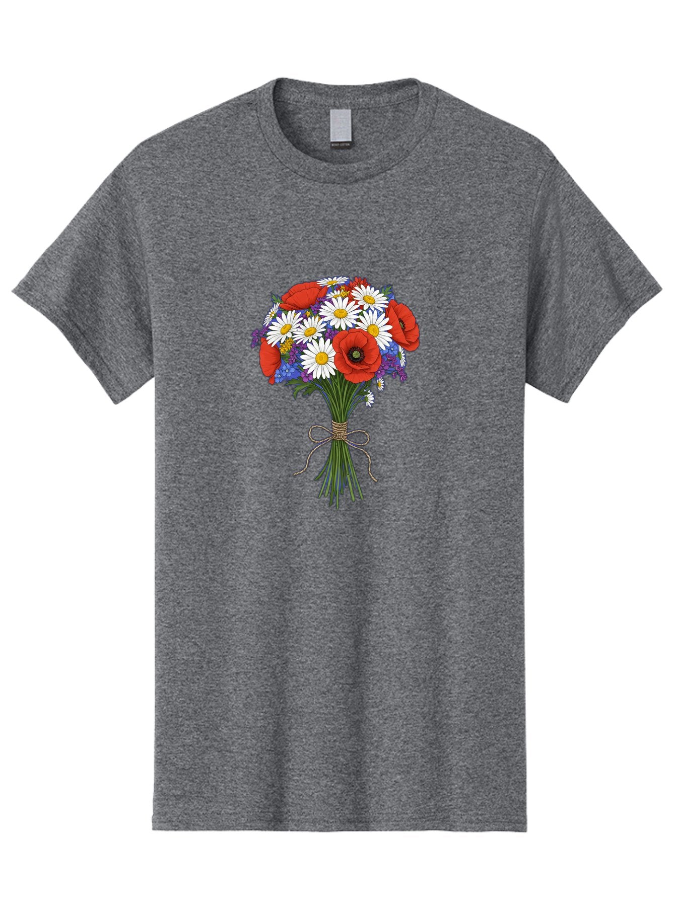 Poppies-Daisies-And-Wildflowers-Bouquet Men'S Graphic Tee, 100% Cotton, Comfortable Casual Summer Wear, Machine Washable, Vintage Camera, Old Camera, Antique Camera, Black Camera, Classic Photography, Photography Equipment, Nostalgic Device, Baf434 7