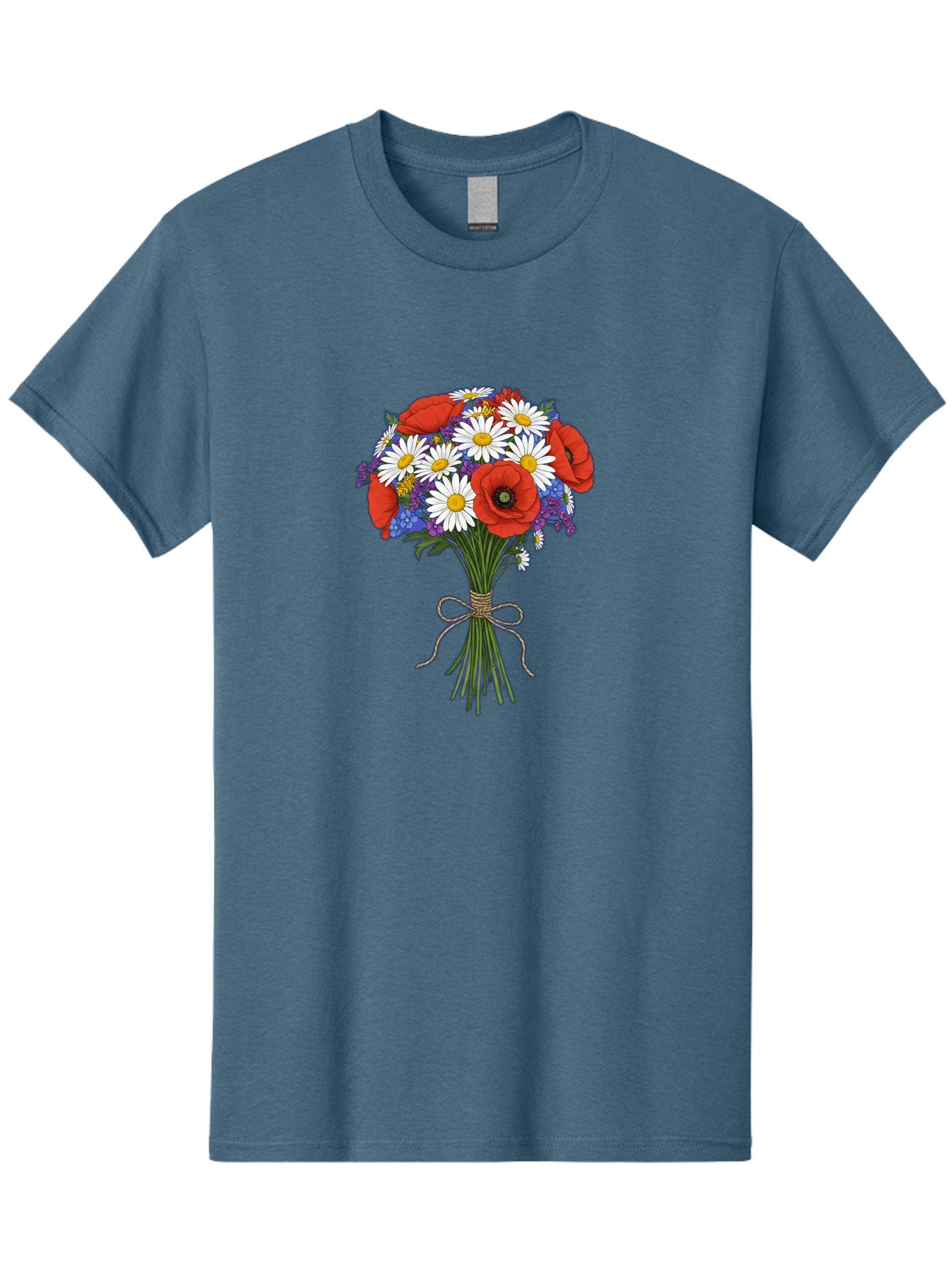 Poppies-Daisies-And-Wildflowers-Bouquet Men'S Graphic Tee, 100% Cotton, Comfortable Casual Summer Wear, Machine Washable, Vintage Camera, Old Camera, Antique Camera, Black Camera, Classic Photography, Photography Equipment, Nostalgic Device, Baf434 6