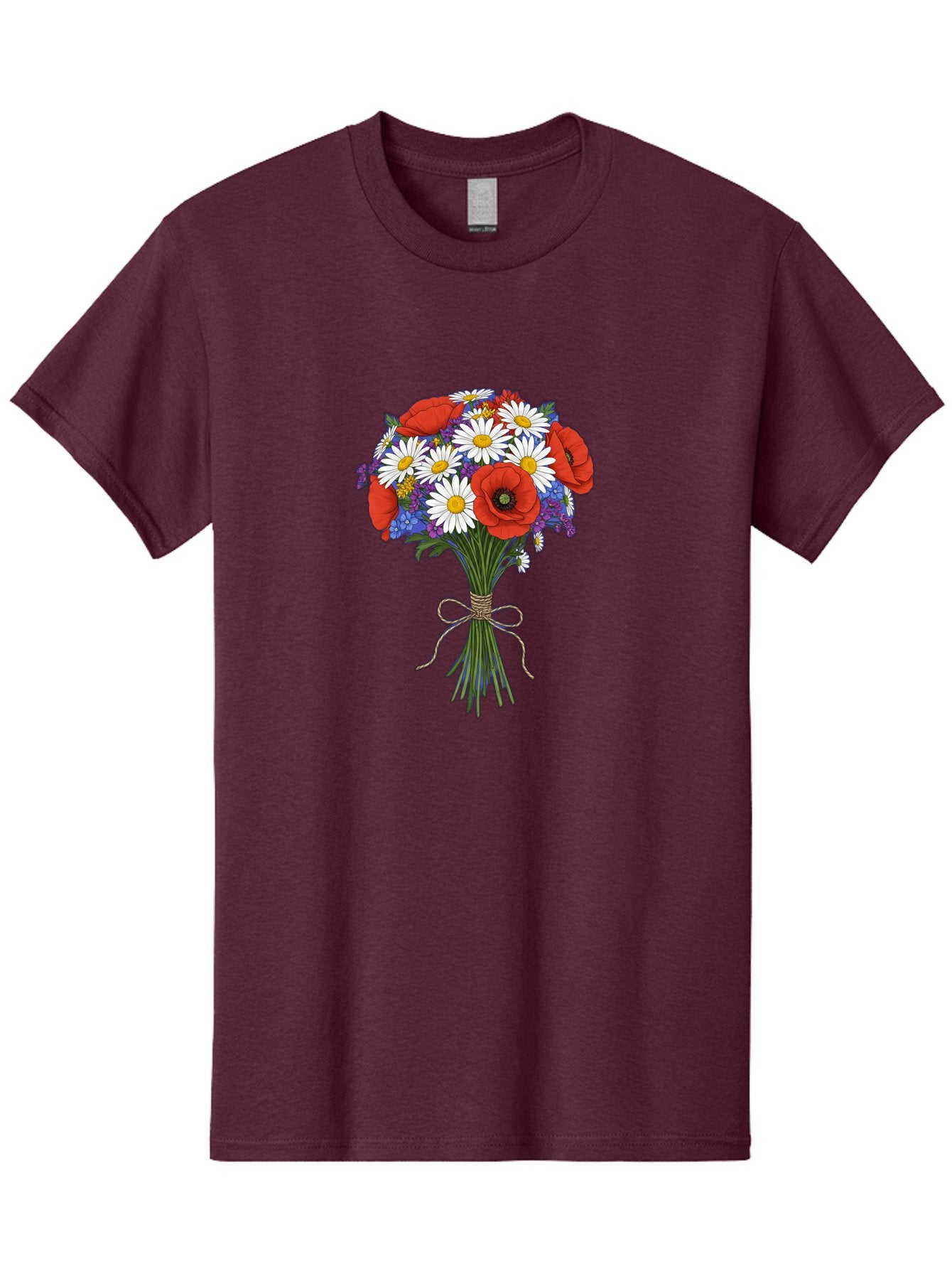Poppies-Daisies-And-Wildflowers-Bouquet Men'S Graphic Tee, 100% Cotton, Comfortable Casual Summer Wear, Machine Washable, Vintage Camera, Old Camera, Antique Camera, Black Camera, Classic Photography, Photography Equipment, Nostalgic Device, Baf434 10