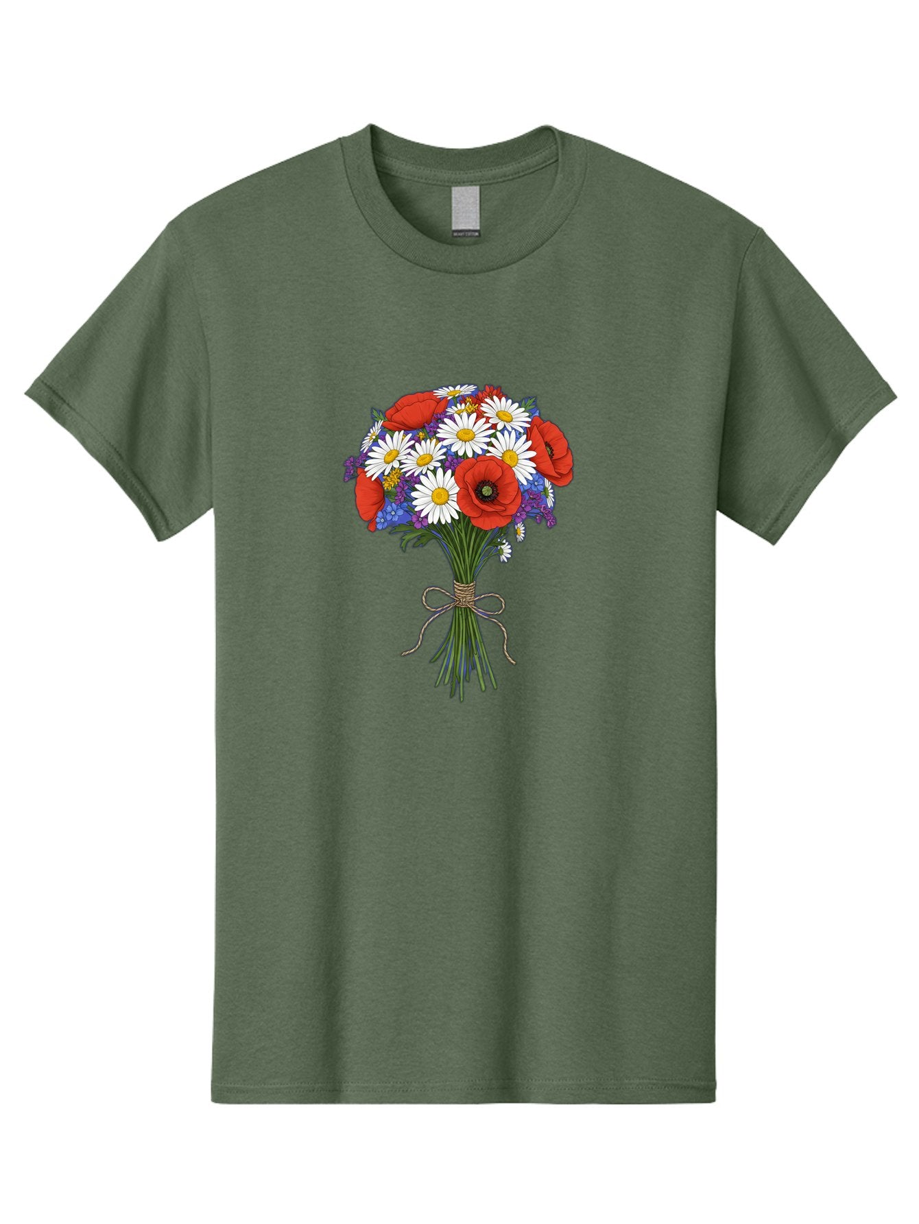 Poppies-Daisies-And-Wildflowers-Bouquet Men'S Graphic Tee, 100% Cotton, Comfortable Casual Summer Wear, Machine Washable, Vintage Camera, Old Camera, Antique Camera, Black Camera, Classic Photography, Photography Equipment, Nostalgic Device, Baf434 14