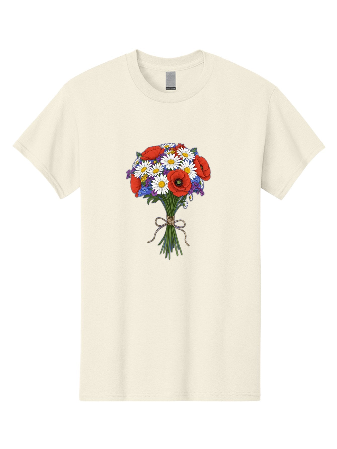 Poppies-Daisies-And-Wildflowers-Bouquet Men'S Graphic Tee, 100% Cotton, Comfortable Casual Summer Wear, Machine Washable, Vintage Camera, Old Camera, Antique Camera, Black Camera, Classic Photography, Photography Equipment, Nostalgic Device, Baf434