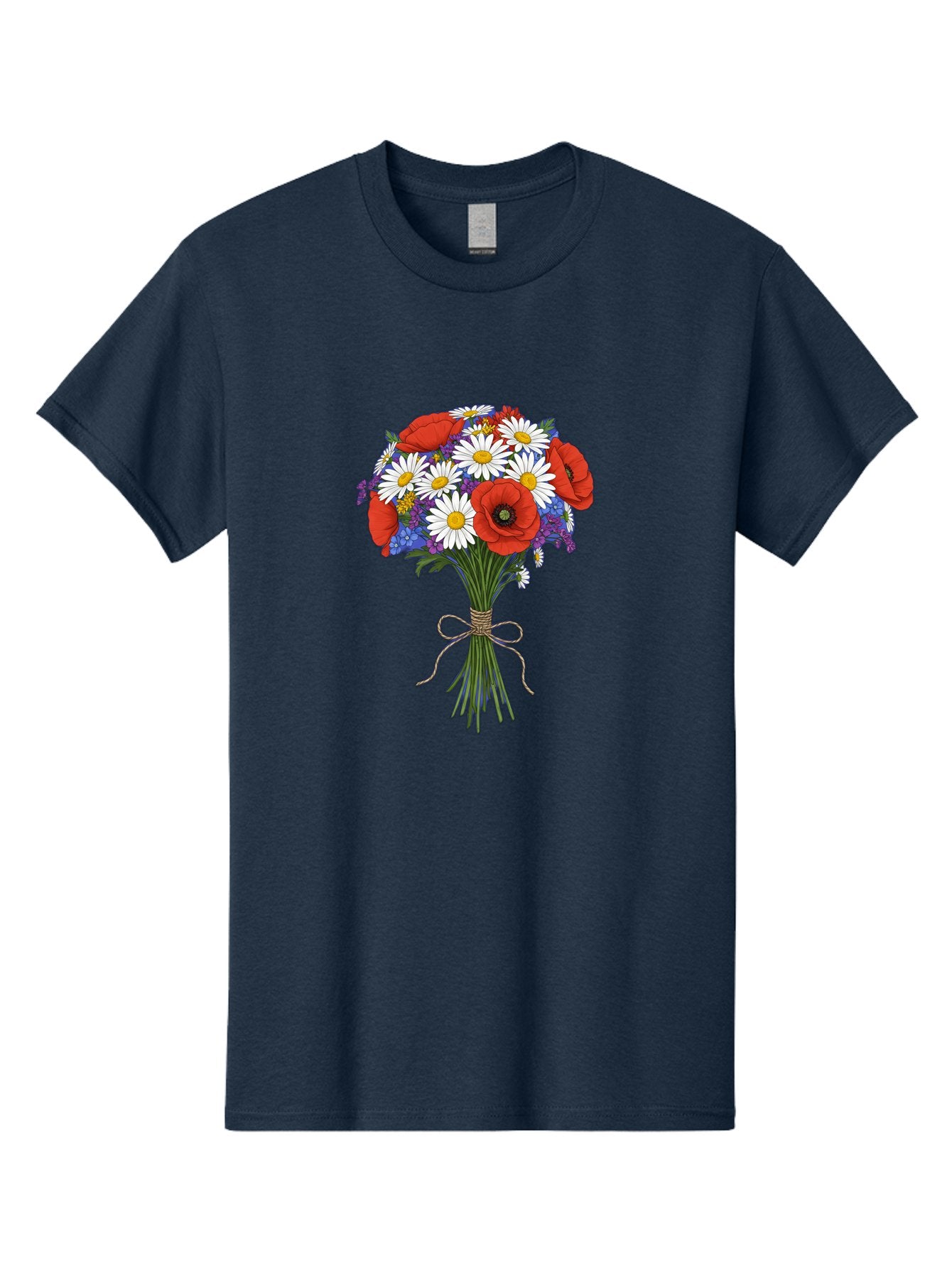 Poppies-Daisies-And-Wildflowers-Bouquet Men'S Graphic Tee, 100% Cotton, Comfortable Casual Summer Wear, Machine Washable, Vintage Camera, Old Camera, Antique Camera, Black Camera, Classic Photography, Photography Equipment, Nostalgic Device, Baf434 5