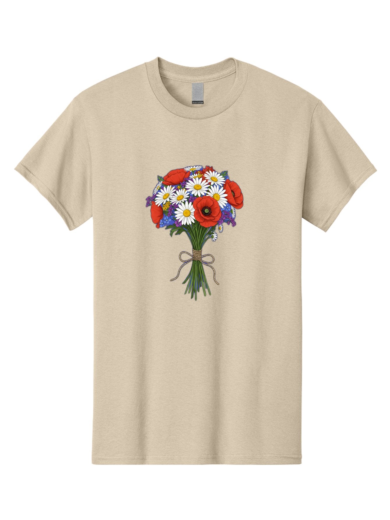 Poppies-Daisies-And-Wildflowers-Bouquet Men'S Graphic Tee, 100% Cotton, Comfortable Casual Summer Wear, Machine Washable, Vintage Camera, Old Camera, Antique Camera, Black Camera, Classic Photography, Photography Equipment, Nostalgic Device, Baf434 12