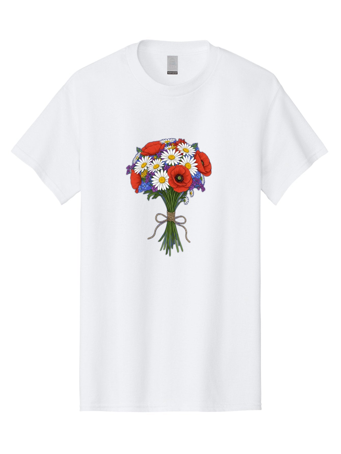 Poppies-Daisies-And-Wildflowers-Bouquet Men'S Graphic Tee, 100% Cotton, Comfortable Casual Summer Wear, Machine Washable, Vintage Camera, Old Camera, Antique Camera, Black Camera, Classic Photography, Photography Equipment, Nostalgic Device, Baf434 4