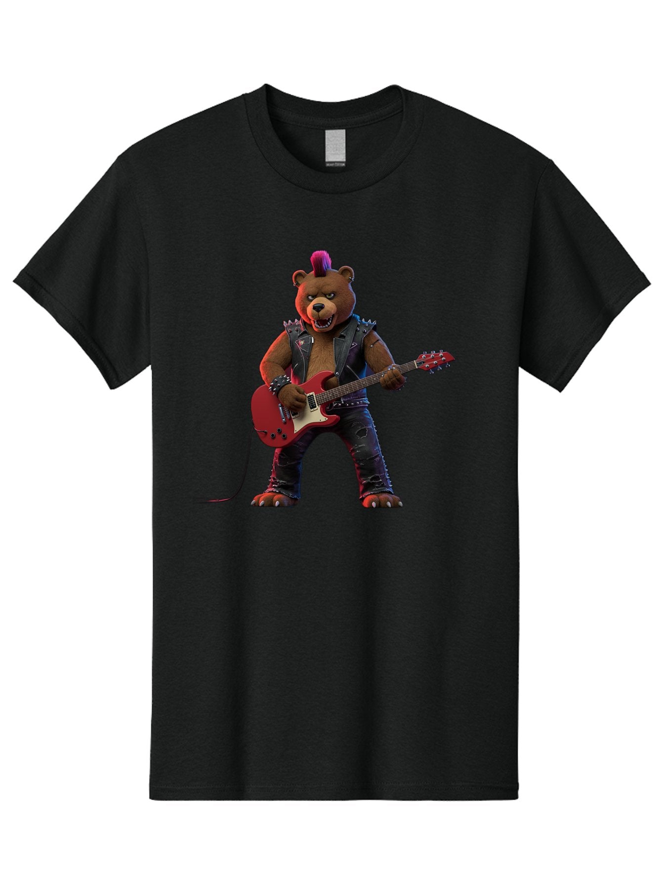 Punk-Bear-With-Guitar Men'S Graphic Tee, 100% Cotton, Comfortable Casual Summer Wear, Machine Washable, Vintage Camera, Old Camera, Antique Camera, Black Camera, Classic Photography, Photography Equipment, Nostalgic Device, Film Camera, Baf440