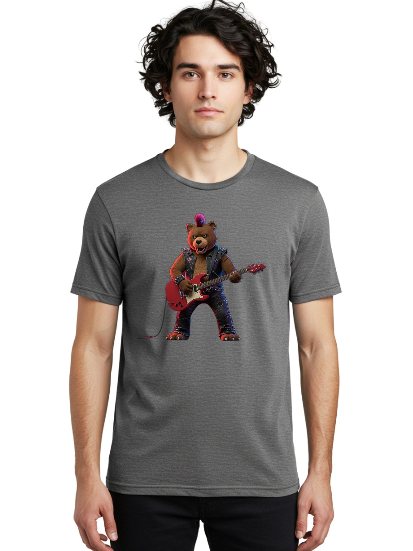 Punk-Bear-With-Guitar Men'S Graphic Tee, 100% Cotton, Comfortable Casual Summer Wear, Machine Washable, Vintage Camera, Old Camera, Antique Camera, Black Camera, Classic Photography, Photography Equipment, Nostalgic Device, Film Camera, Baf440 28