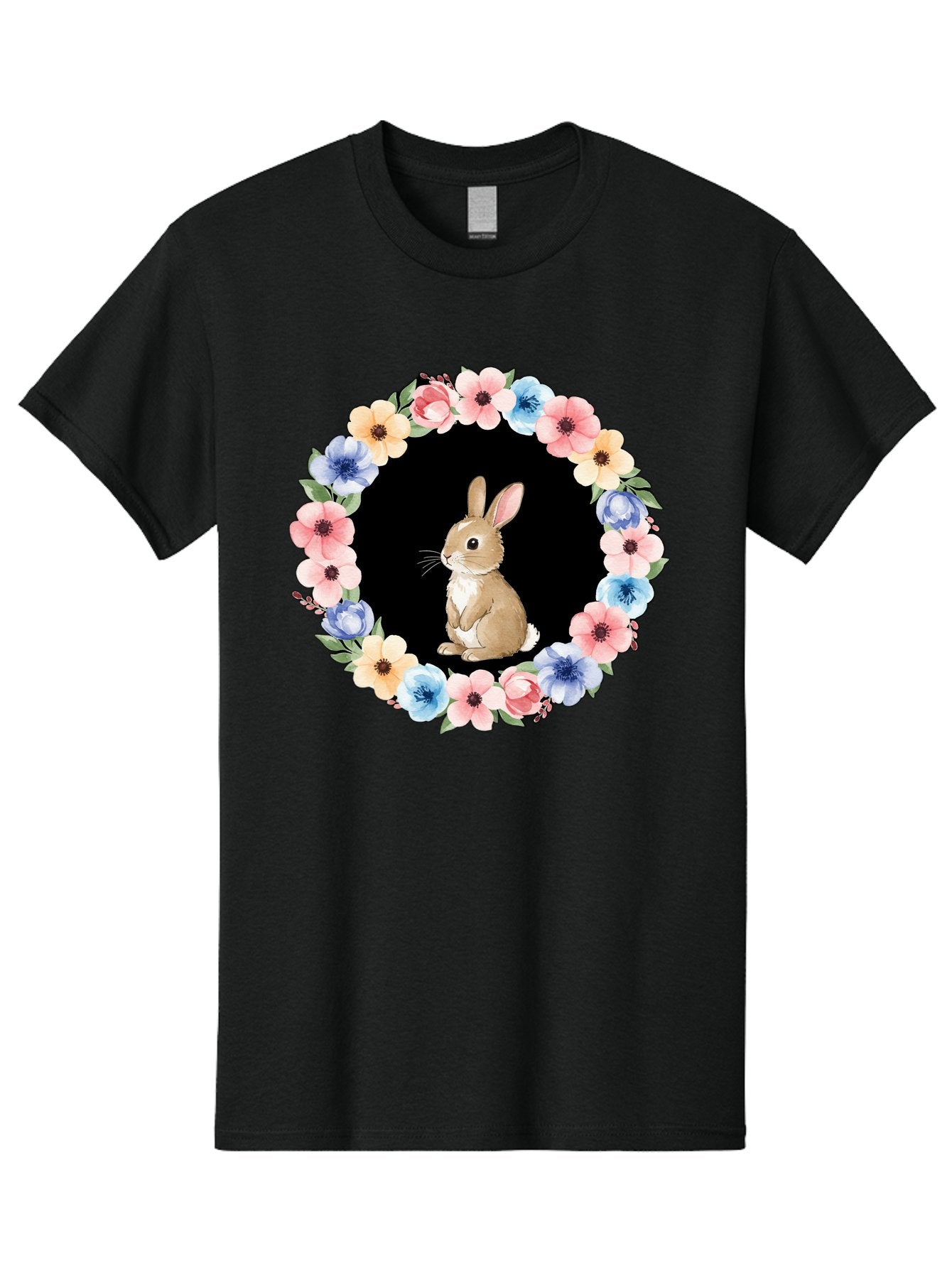 Rabbit-In-Floral-Circle Men'S Graphic Tee, 100% Cotton, Comfortable Casual Summer Wear, Machine Washable, Vintage Camera, Old Camera, Antique Camera, Black Camera, Classic Photography, Photography Equipment, Nostalgic Device, Film Camera, Baf448 14