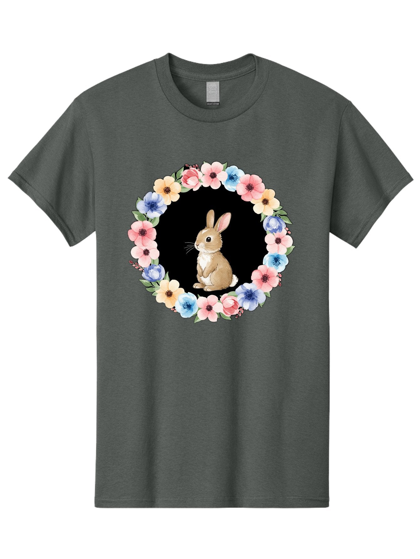 Rabbit-In-Floral-Circle Men'S Graphic Tee, 100% Cotton, Comfortable Casual Summer Wear, Machine Washable, Vintage Camera, Old Camera, Antique Camera, Black Camera, Classic Photography, Photography Equipment, Nostalgic Device, Film Camera, Baf448 8