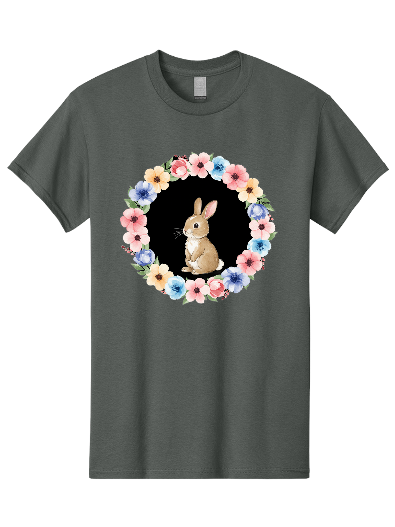Rabbit-In-Floral-Circle Men'S Graphic Tee, 100% Cotton, Comfortable Casual Summer Wear, Machine Washable, Vintage Camera, Old Camera, Antique Camera, Black Camera, Classic Photography, Photography Equipment, Nostalgic Device, Film Camera, Baf448 6