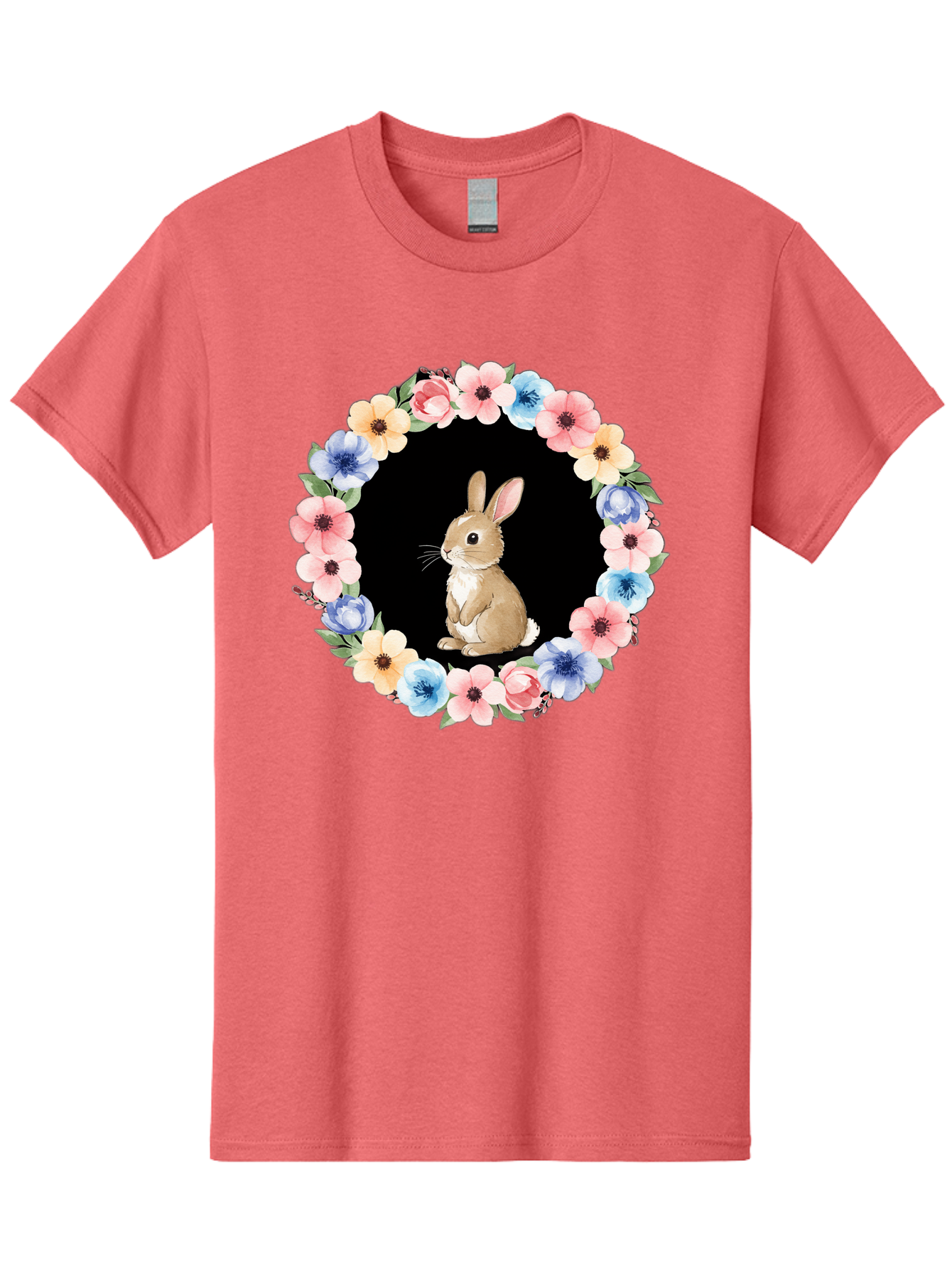 Rabbit-In-Floral-Circle Men'S Graphic Tee, 100% Cotton, Comfortable Casual Summer Wear, Machine Washable, Vintage Camera, Old Camera, Antique Camera, Black Camera, Classic Photography, Photography Equipment, Nostalgic Device, Film Camera, Baf448 5