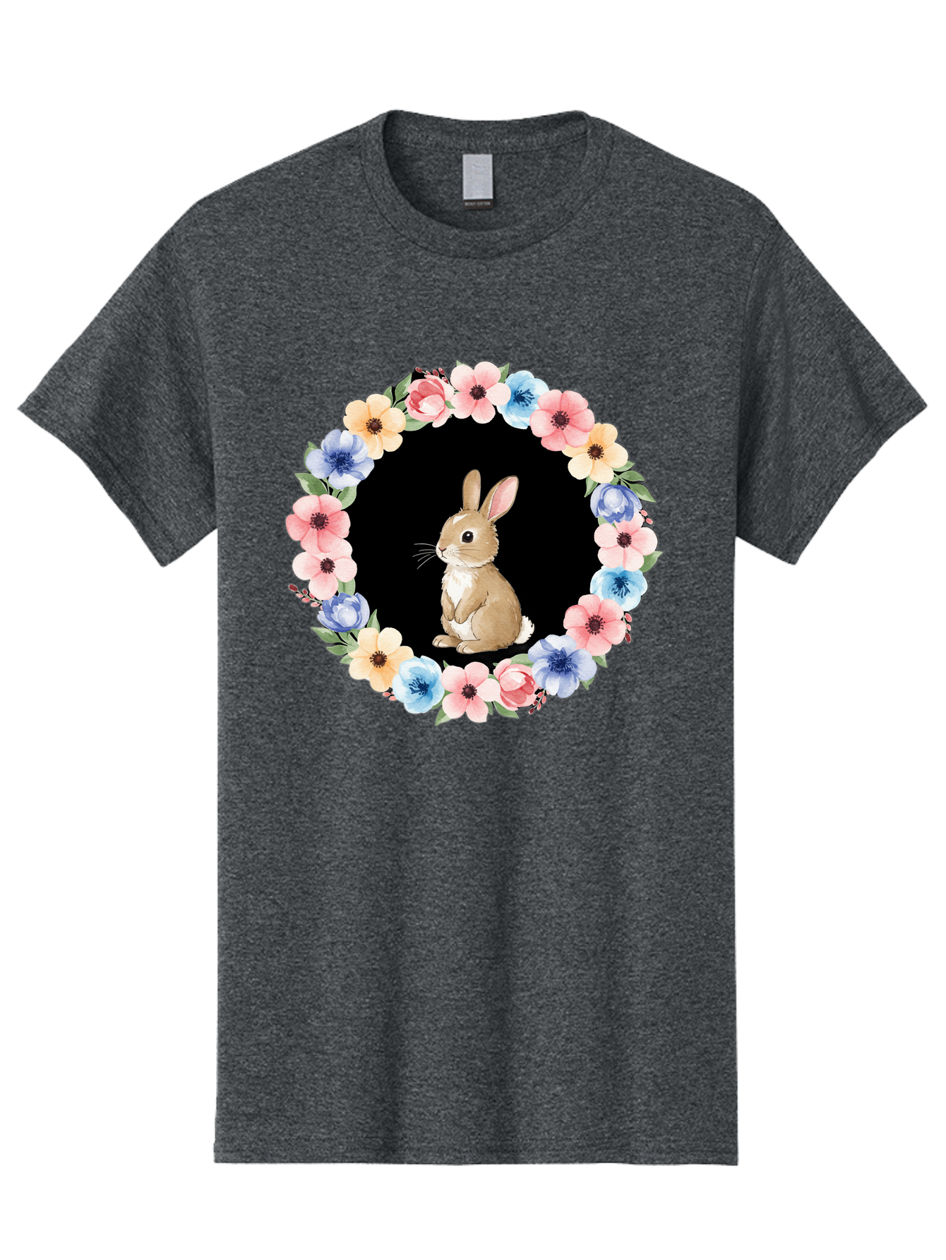 Rabbit-In-Floral-Circle Men'S Graphic Tee, 100% Cotton, Comfortable Casual Summer Wear, Machine Washable, Vintage Camera, Old Camera, Antique Camera, Black Camera, Classic Photography, Photography Equipment, Nostalgic Device, Film Camera, Baf448 9