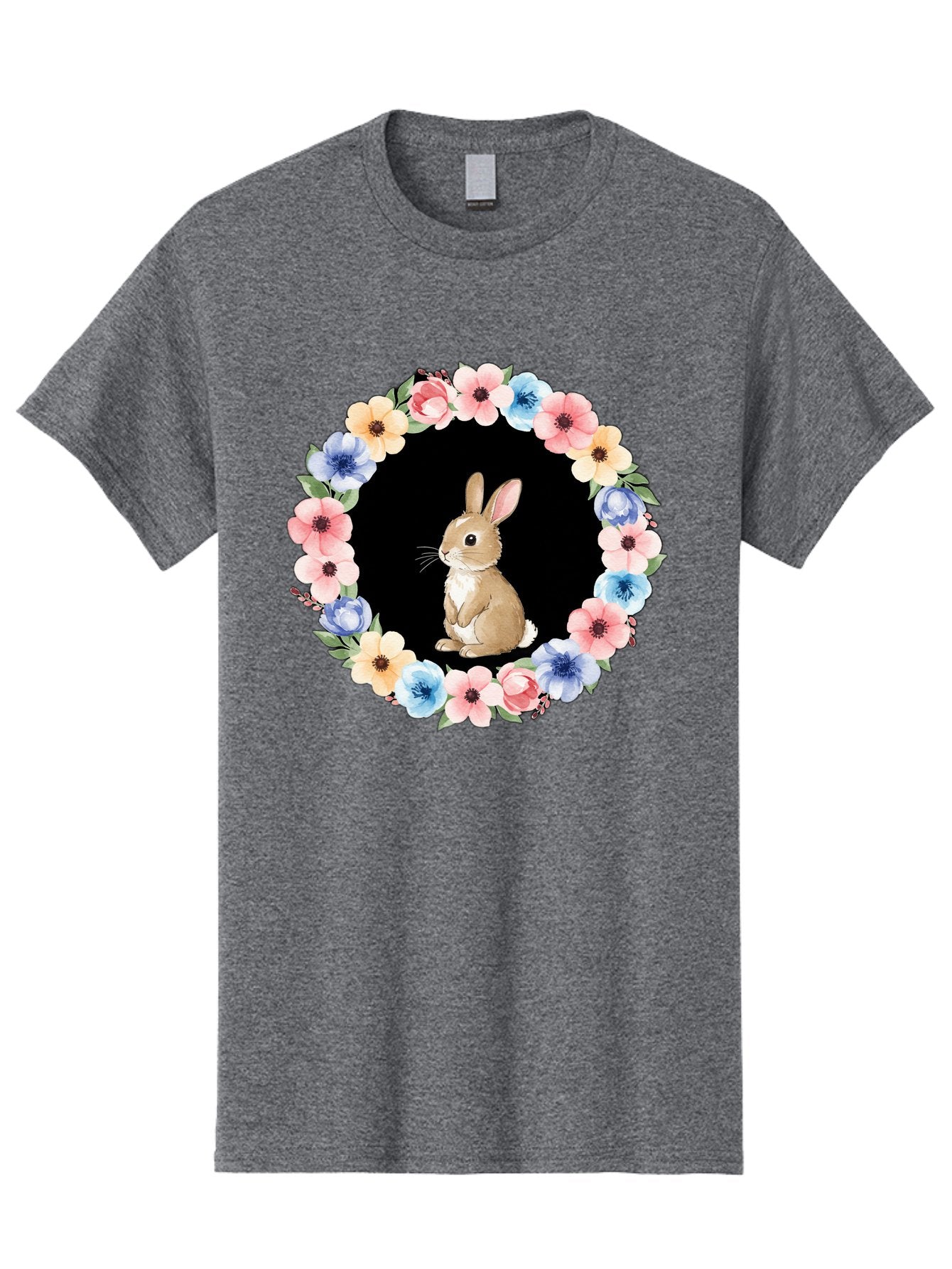 Rabbit-In-Floral-Circle Men'S Graphic Tee, 100% Cotton, Comfortable Casual Summer Wear, Machine Washable, Vintage Camera, Old Camera, Antique Camera, Black Camera, Classic Photography, Photography Equipment, Nostalgic Device, Film Camera, Baf448 4