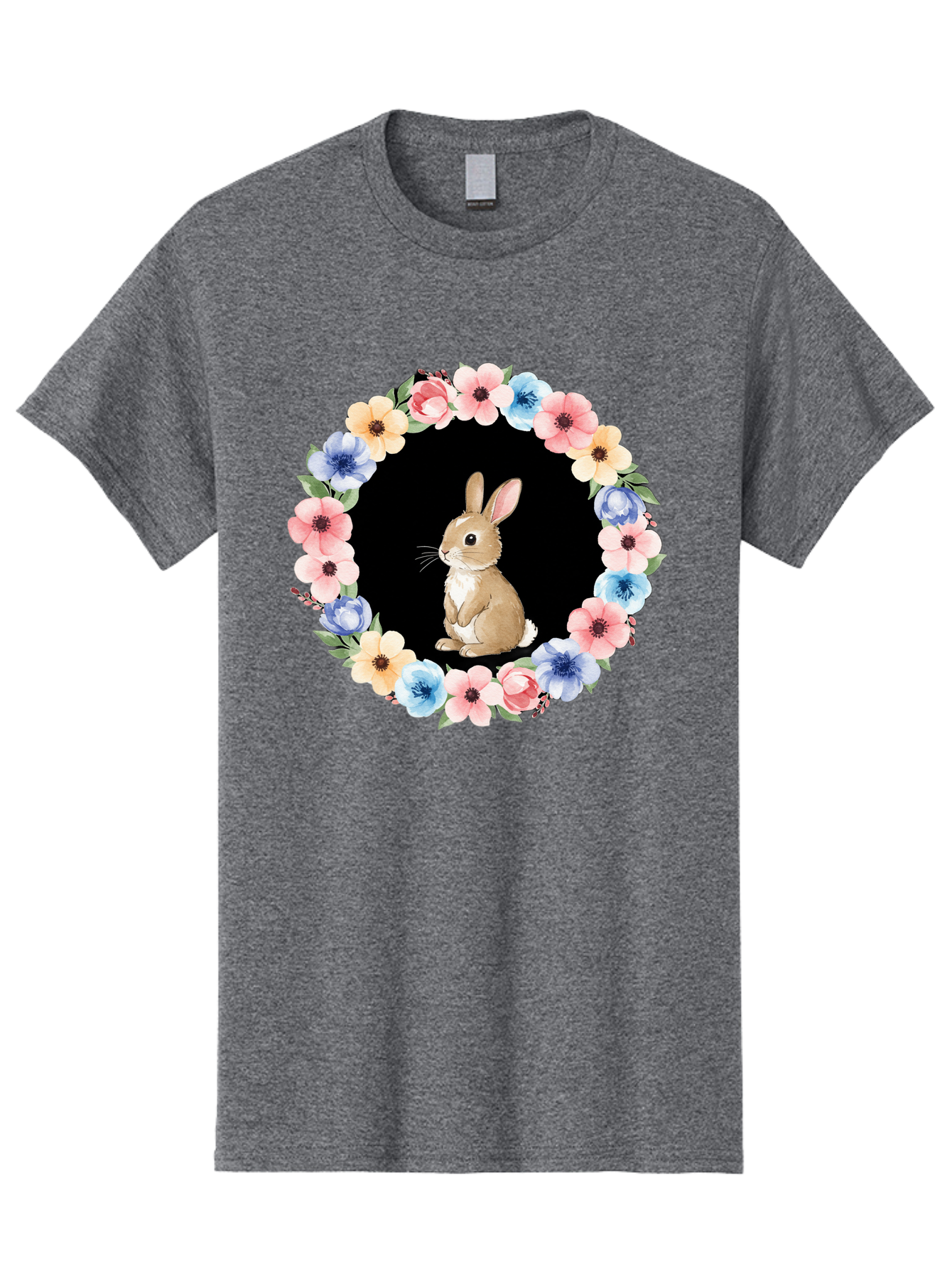 Rabbit-In-Floral-Circle Men'S Graphic Tee, 100% Cotton, Comfortable Casual Summer Wear, Machine Washable, Vintage Camera, Old Camera, Antique Camera, Black Camera, Classic Photography, Photography Equipment, Nostalgic Device, Film Camera, Baf448 12