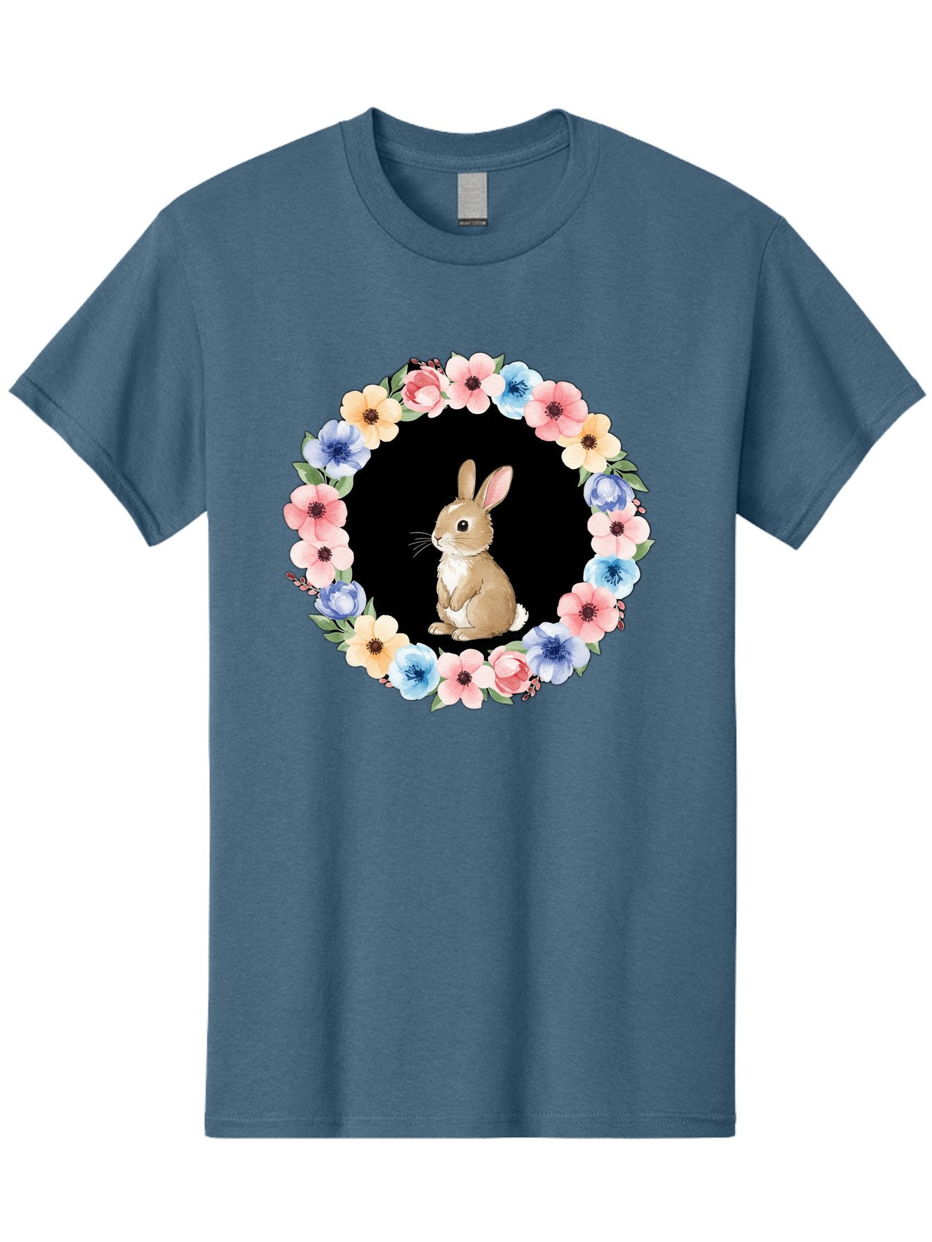 Rabbit-In-Floral-Circle Men'S Graphic Tee, 100% Cotton, Comfortable Casual Summer Wear, Machine Washable, Vintage Camera, Old Camera, Antique Camera, Black Camera, Classic Photography, Photography Equipment, Nostalgic Device, Film Camera, Baf448 6