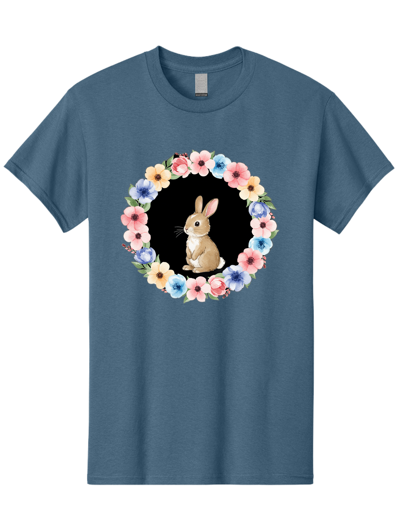 Rabbit-In-Floral-Circle Men'S Graphic Tee, 100% Cotton, Comfortable Casual Summer Wear, Machine Washable, Vintage Camera, Old Camera, Antique Camera, Black Camera, Classic Photography, Photography Equipment, Nostalgic Device, Film Camera, Baf448 7