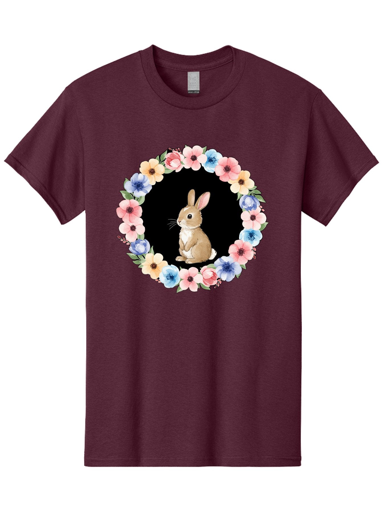 Rabbit-In-Floral-Circle Men'S Graphic Tee, 100% Cotton, Comfortable Casual Summer Wear, Machine Washable, Vintage Camera, Old Camera, Antique Camera, Black Camera, Classic Photography, Photography Equipment, Nostalgic Device, Film Camera, Baf448 12