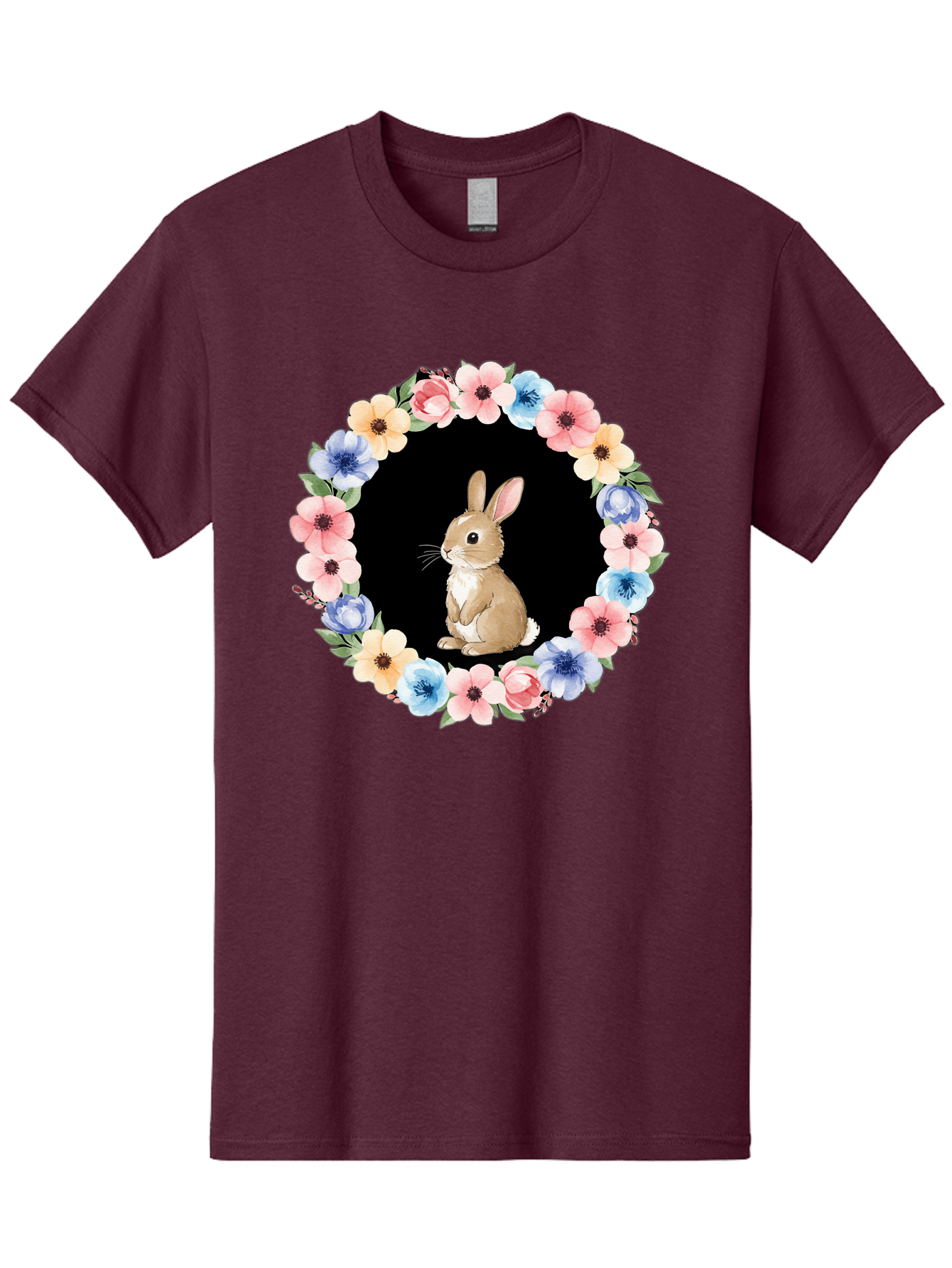 Rabbit-In-Floral-Circle Men'S Graphic Tee, 100% Cotton, Comfortable Casual Summer Wear, Machine Washable, Vintage Camera, Old Camera, Antique Camera, Black Camera, Classic Photography, Photography Equipment, Nostalgic Device, Film Camera, Baf448 3