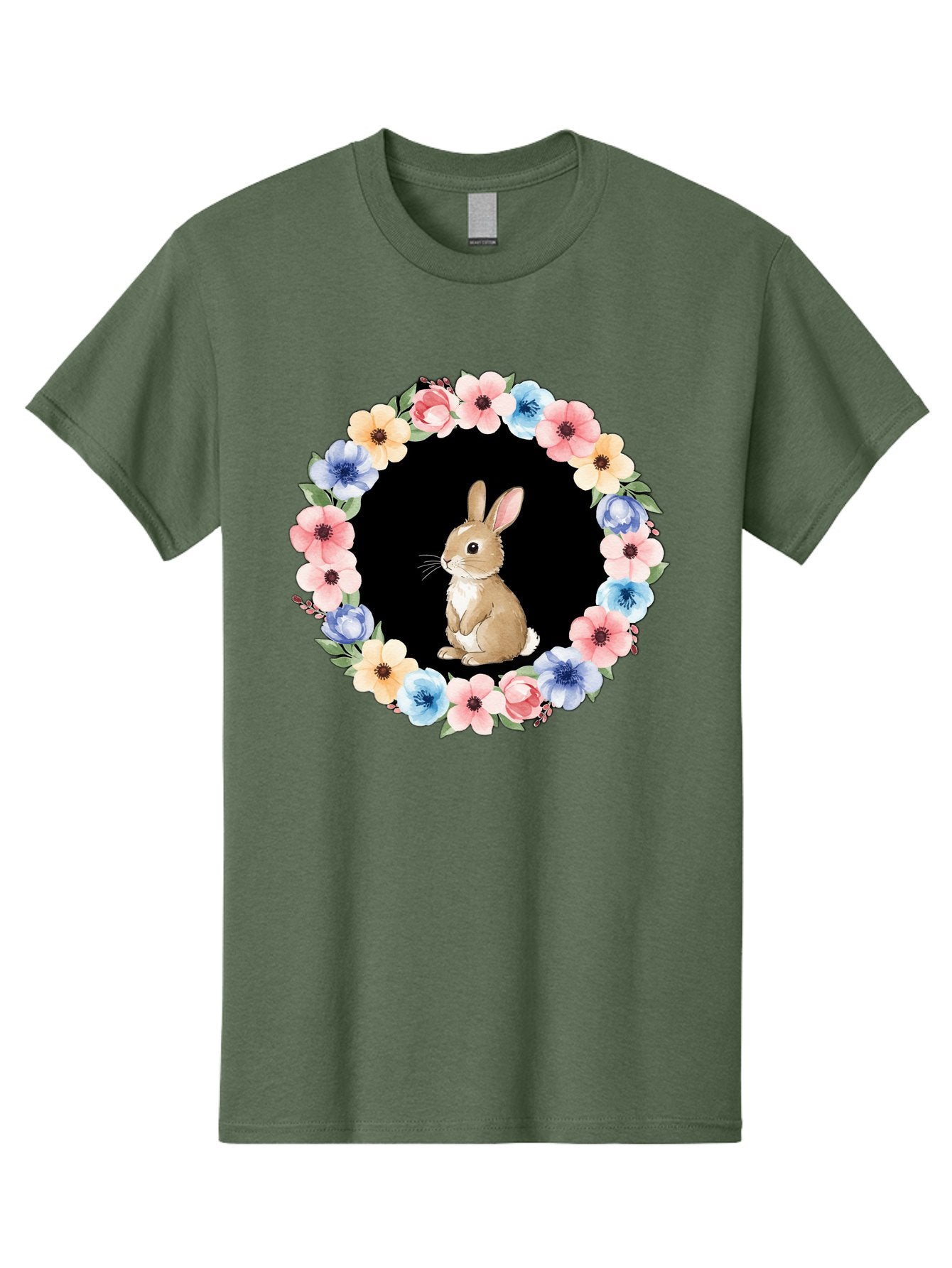 Rabbit-In-Floral-Circle Men'S Graphic Tee, 100% Cotton, Comfortable Casual Summer Wear, Machine Washable, Vintage Camera, Old Camera, Antique Camera, Black Camera, Classic Photography, Photography Equipment, Nostalgic Device, Film Camera, Baf448 5