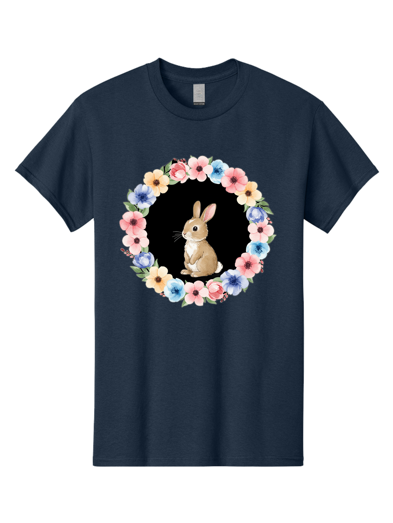 Rabbit-In-Floral-Circle Men'S Graphic Tee, 100% Cotton, Comfortable Casual Summer Wear, Machine Washable, Vintage Camera, Old Camera, Antique Camera, Black Camera, Classic Photography, Photography Equipment, Nostalgic Device, Film Camera, Baf448 15