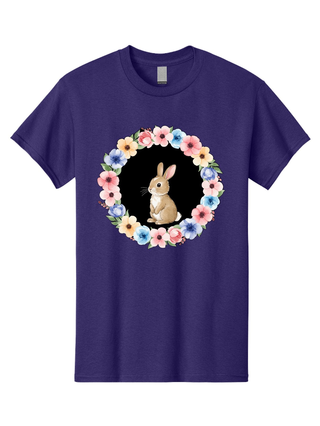 Rabbit-In-Floral-Circle Men'S Graphic Tee, 100% Cotton, Comfortable Casual Summer Wear, Machine Washable, Vintage Camera, Old Camera, Antique Camera, Black Camera, Classic Photography, Photography Equipment, Nostalgic Device, Film Camera, Baf448 15