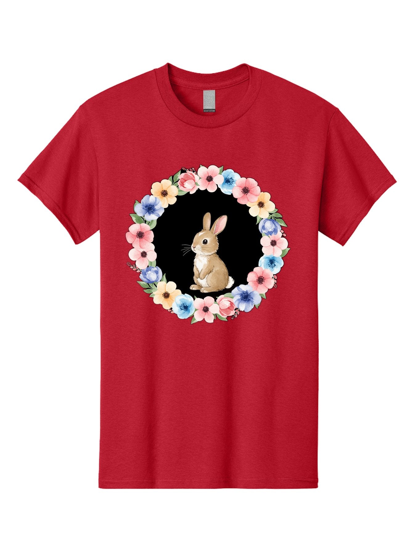 Rabbit-In-Floral-Circle Men'S Graphic Tee, 100% Cotton, Comfortable Casual Summer Wear, Machine Washable, Vintage Camera, Old Camera, Antique Camera, Black Camera, Classic Photography, Photography Equipment, Nostalgic Device, Film Camera, Baf448 7