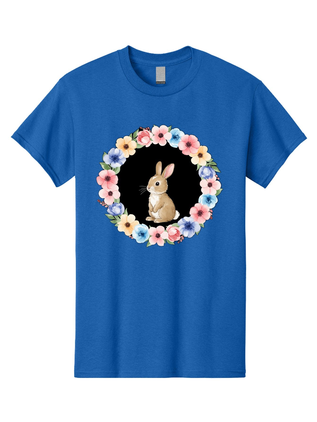 Rabbit-In-Floral-Circle Men'S Graphic Tee, 100% Cotton, Comfortable Casual Summer Wear, Machine Washable, Vintage Camera, Old Camera, Antique Camera, Black Camera, Classic Photography, Photography Equipment, Nostalgic Device, Film Camera, Baf448