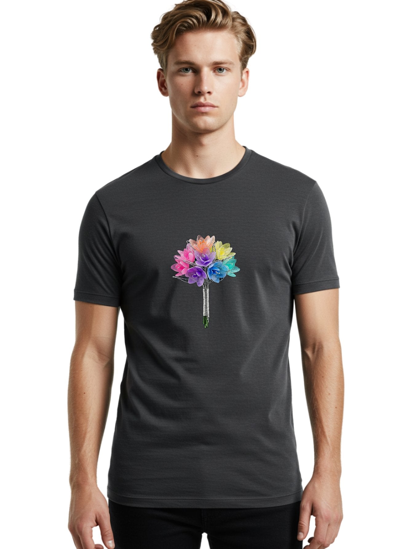Rainbow-Flowers Men'S Graphic Tee, 100% Cotton, Comfortable Casual Summer Wear, Machine Washable, Vintage Camera, Old Camera, Antique Camera, Black Camera, Classic Photography, Photography Equipment, Nostalgic Device, Film Camera, Camera Art Baf450 25