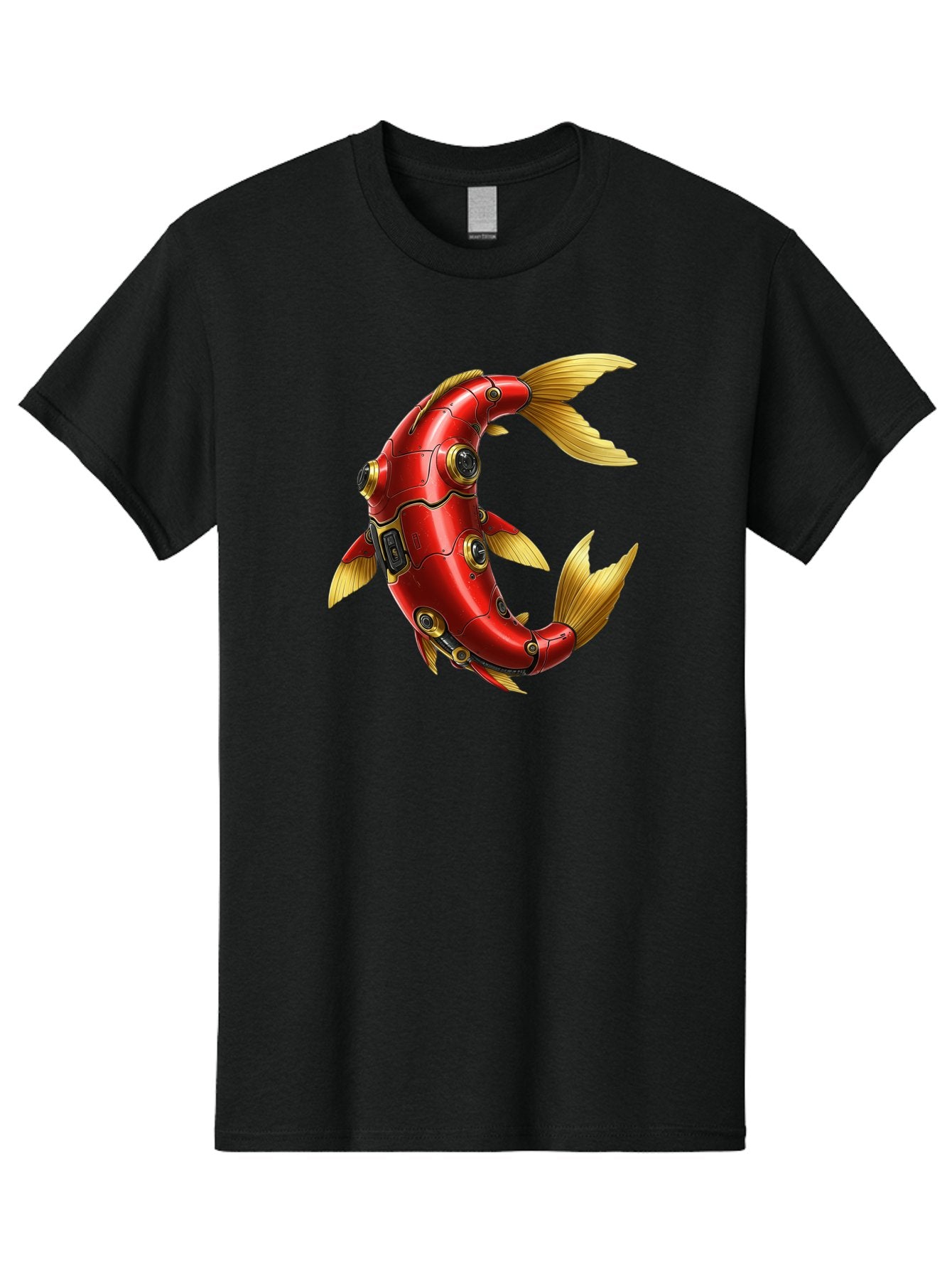 Red-Mechanical-Fish-1 Men'S Graphic Tee, 100% Cotton, Comfortable Casual Summer Wear, Machine Washable, Vintage Camera, Old Camera, Antique Camera, Black Camera, Classic Photography, Photography Equipment, Nostalgic Device, Film Camera, Baf457 7