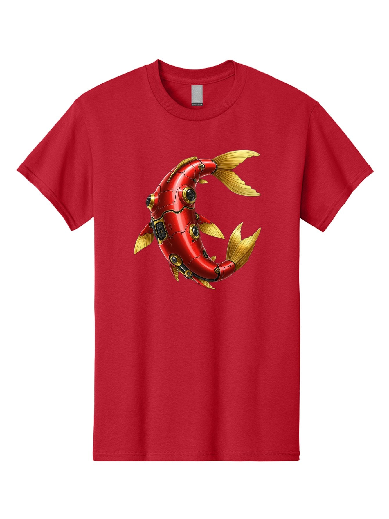 Red-Mechanical-Fish-1 Men'S Graphic Tee, 100% Cotton, Comfortable Casual Summer Wear, Machine Washable, Vintage Camera, Old Camera, Antique Camera, Black Camera, Classic Photography, Photography Equipment, Nostalgic Device, Film Camera, Baf457 15
