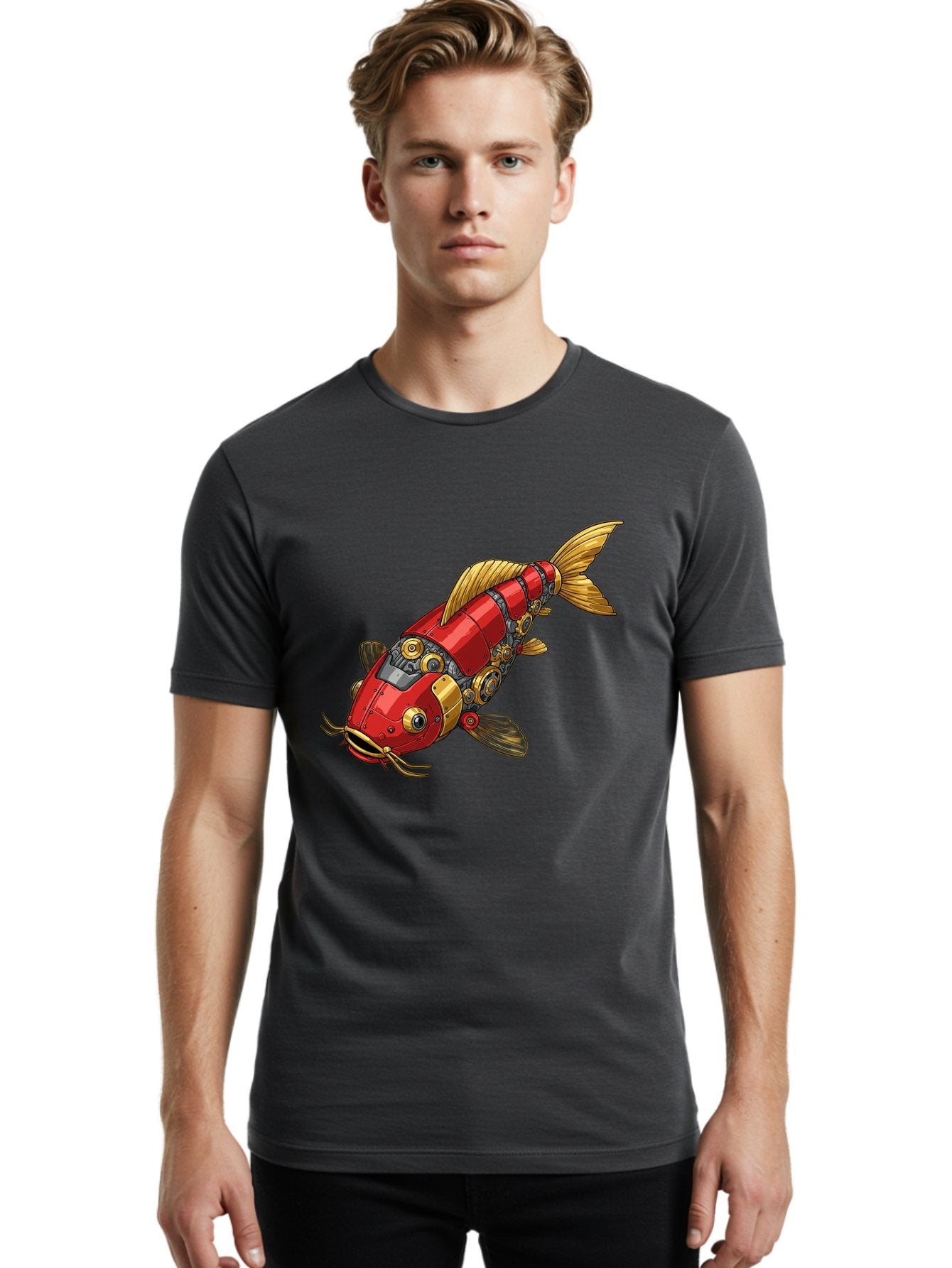 Red-Mechanical-Fish Men'S Graphic Tee, 100% Cotton, Comfortable Casual Summer Wear, Machine Washable, Vintage Camera, Old Camera, Antique Camera, Black Camera, Classic Photography, Photography Equipment, Nostalgic Device, Film Camera, Baf458 19