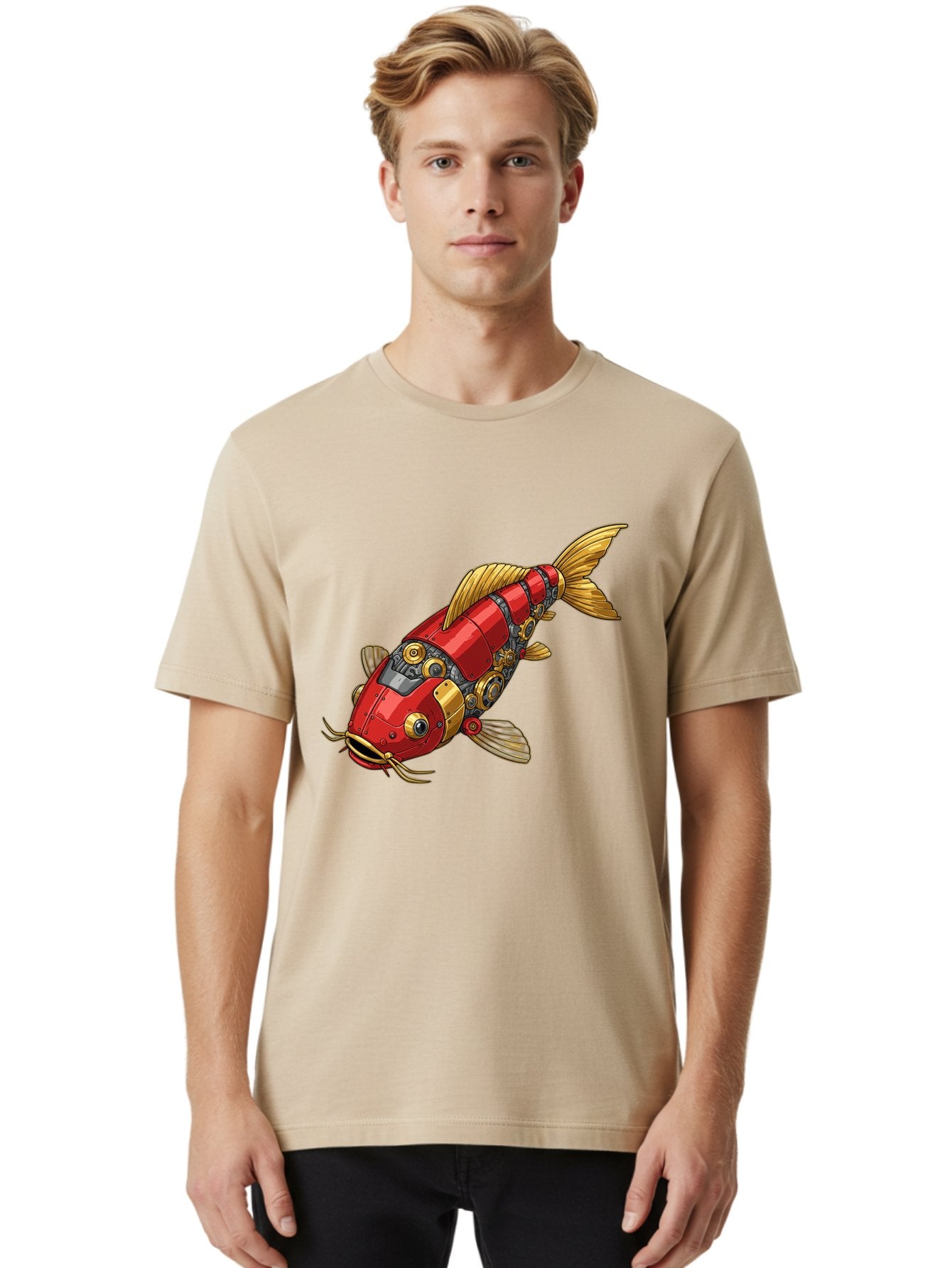 Red-Mechanical-Fish Men'S Graphic Tee, 100% Cotton, Comfortable Casual Summer Wear, Machine Washable, Vintage Camera, Old Camera, Antique Camera, Black Camera, Classic Photography, Photography Equipment, Nostalgic Device, Film Camera, Baf458 23