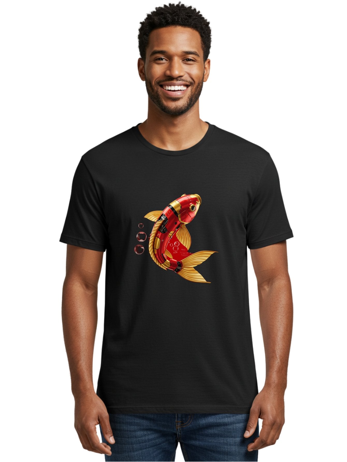 Red-Mechanical-Goldfish Men'S Graphic Tee, 100% Cotton, Comfortable Casual Summer Wear, Machine Washable, Vintage Camera, Old Camera, Antique Camera, Black Camera, Classic Photography, Photography Equipment, Nostalgic Device, Film Camera, Baf459 25