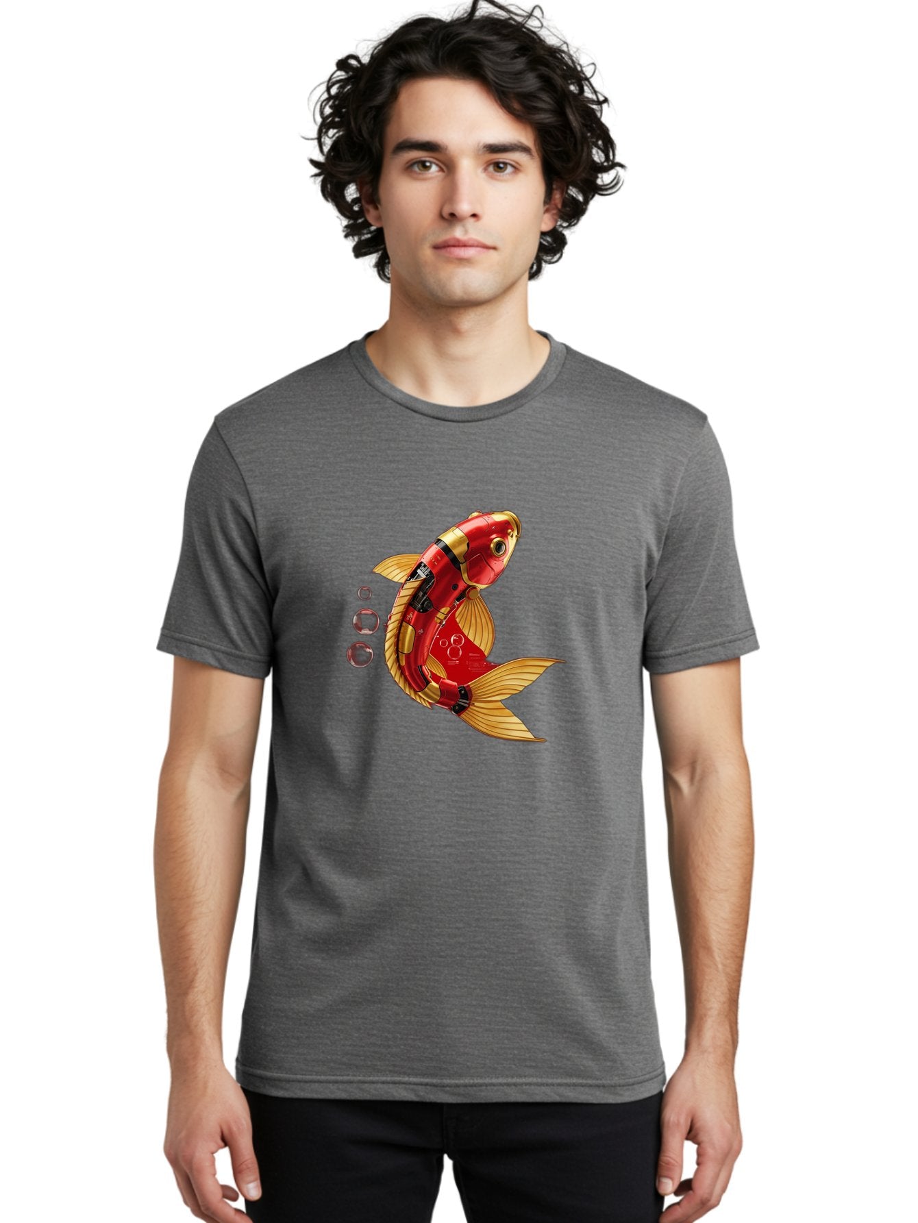 Red-Mechanical-Goldfish Men'S Graphic Tee, 100% Cotton, Comfortable Casual Summer Wear, Machine Washable, Vintage Camera, Old Camera, Antique Camera, Black Camera, Classic Photography, Photography Equipment, Nostalgic Device, Film Camera, Baf459 16