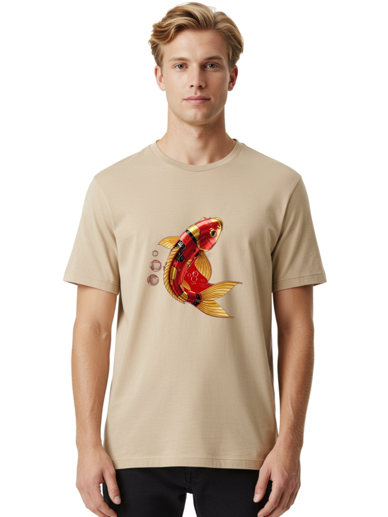 Red-Mechanical-Goldfish Men'S Graphic Tee, 100% Cotton, Comfortable Casual Summer Wear, Machine Washable, Vintage Camera, Old Camera, Antique Camera, Black Camera, Classic Photography, Photography Equipment, Nostalgic Device, Film Camera, Baf459 26