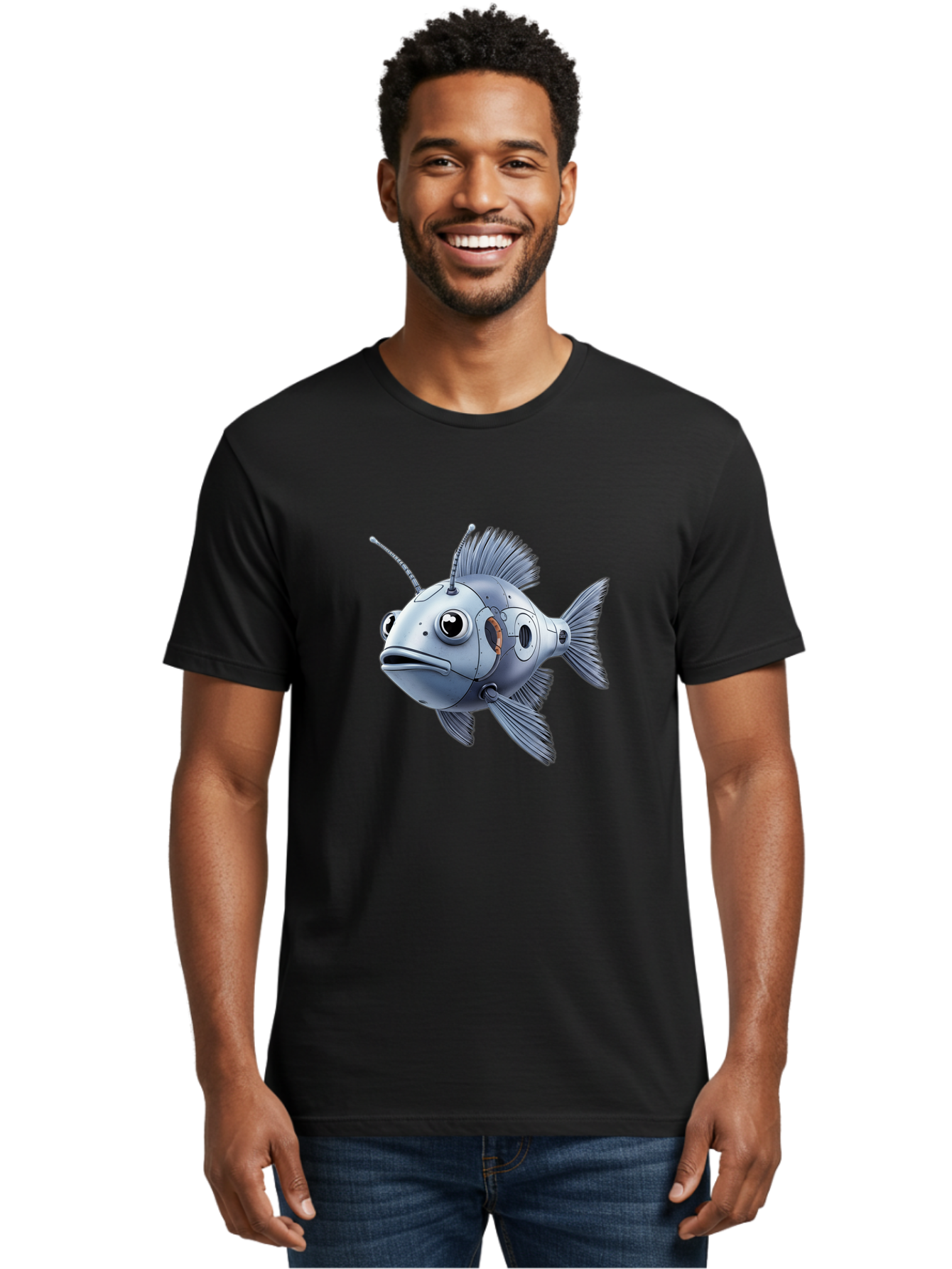 Robo-Fish-1 Men'S Graphic Tee, 100% Cotton, Comfortable Casual Summer Wear, Machine Washable, Vintage Camera, Old Camera, Antique Camera, Black Camera, Classic Photography, Photography Equipment, Nostalgic Device, Film Camera, Camera Art Baf464 19
